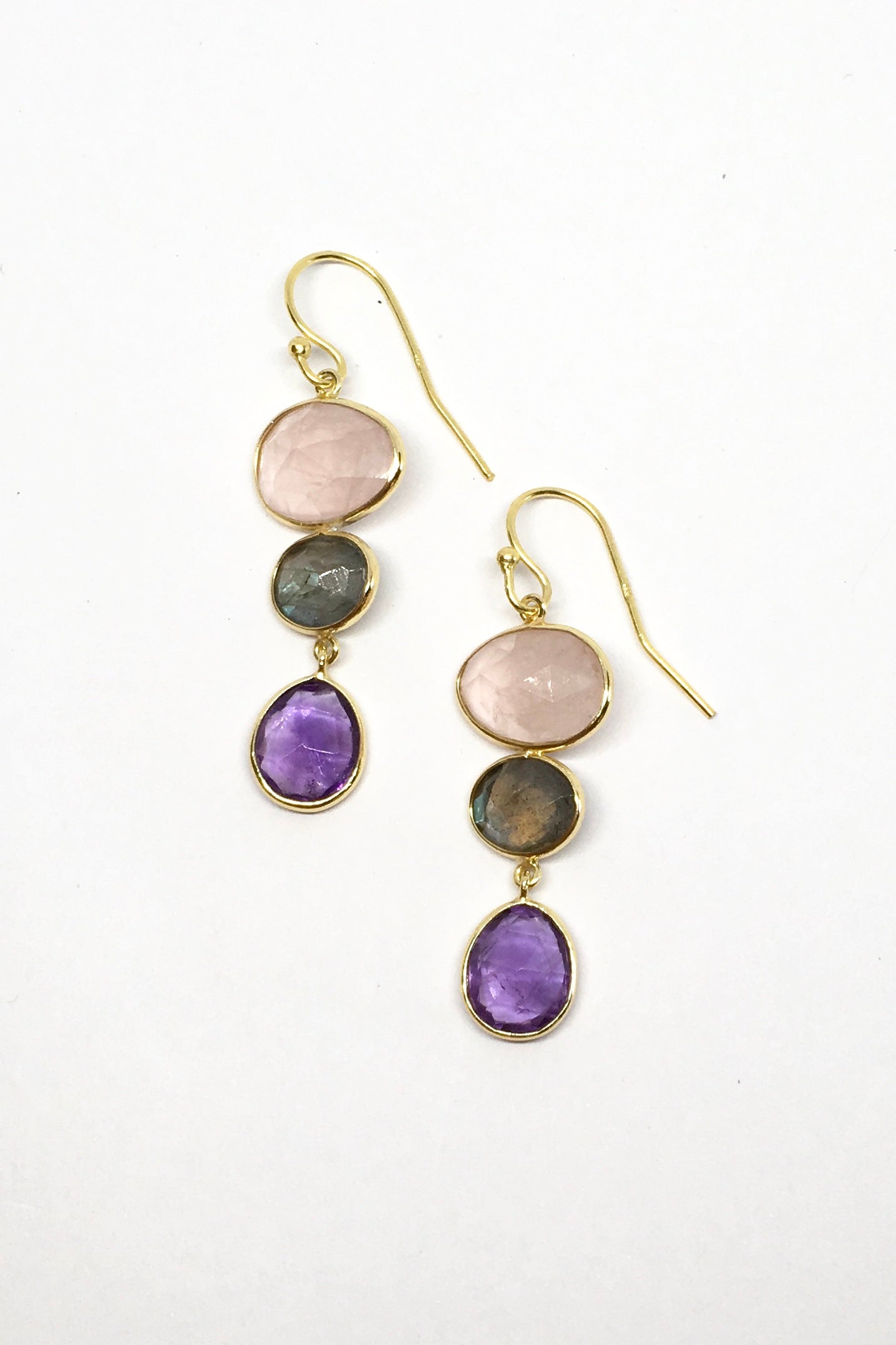 Oracle Earrings Golden Amethyst Moons