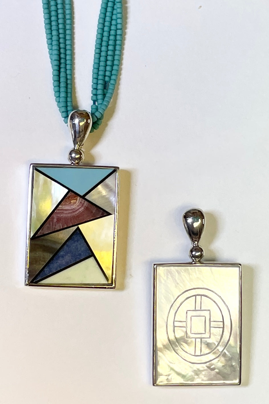 Echo Pendant Mother of Pearl Mosaic Double