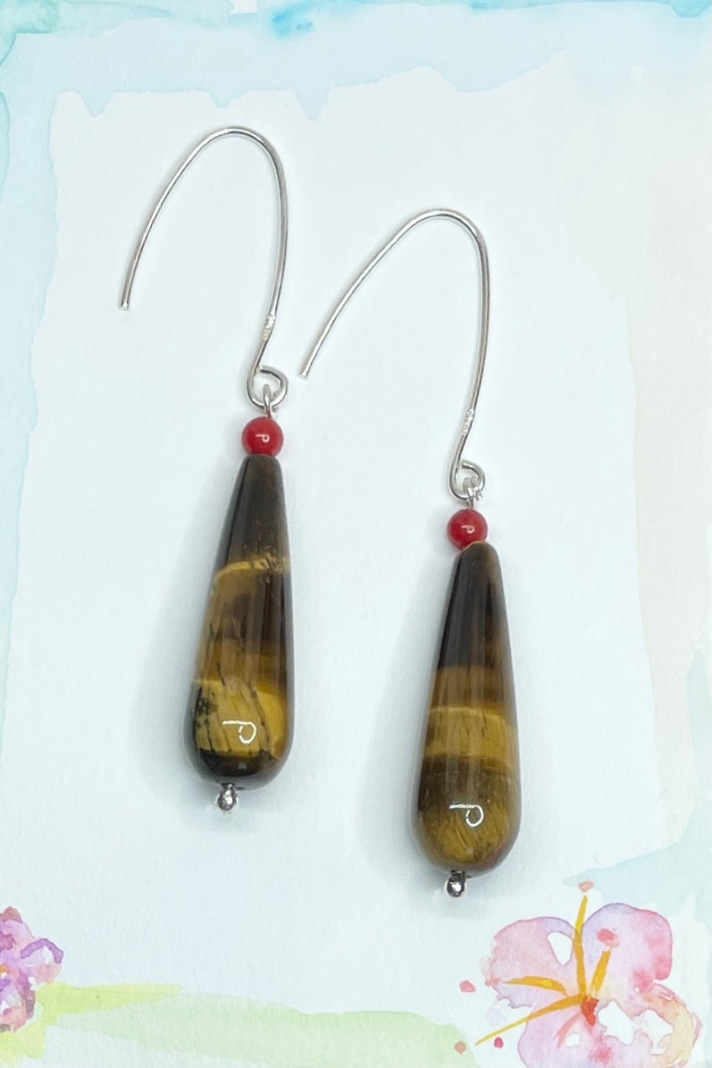 Earrings Rock Droplet Tiger Eye