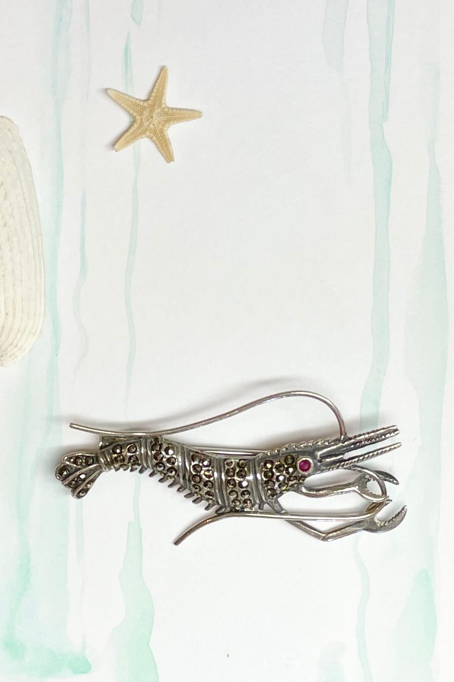 Echo Brooch Prawn in Marcasite