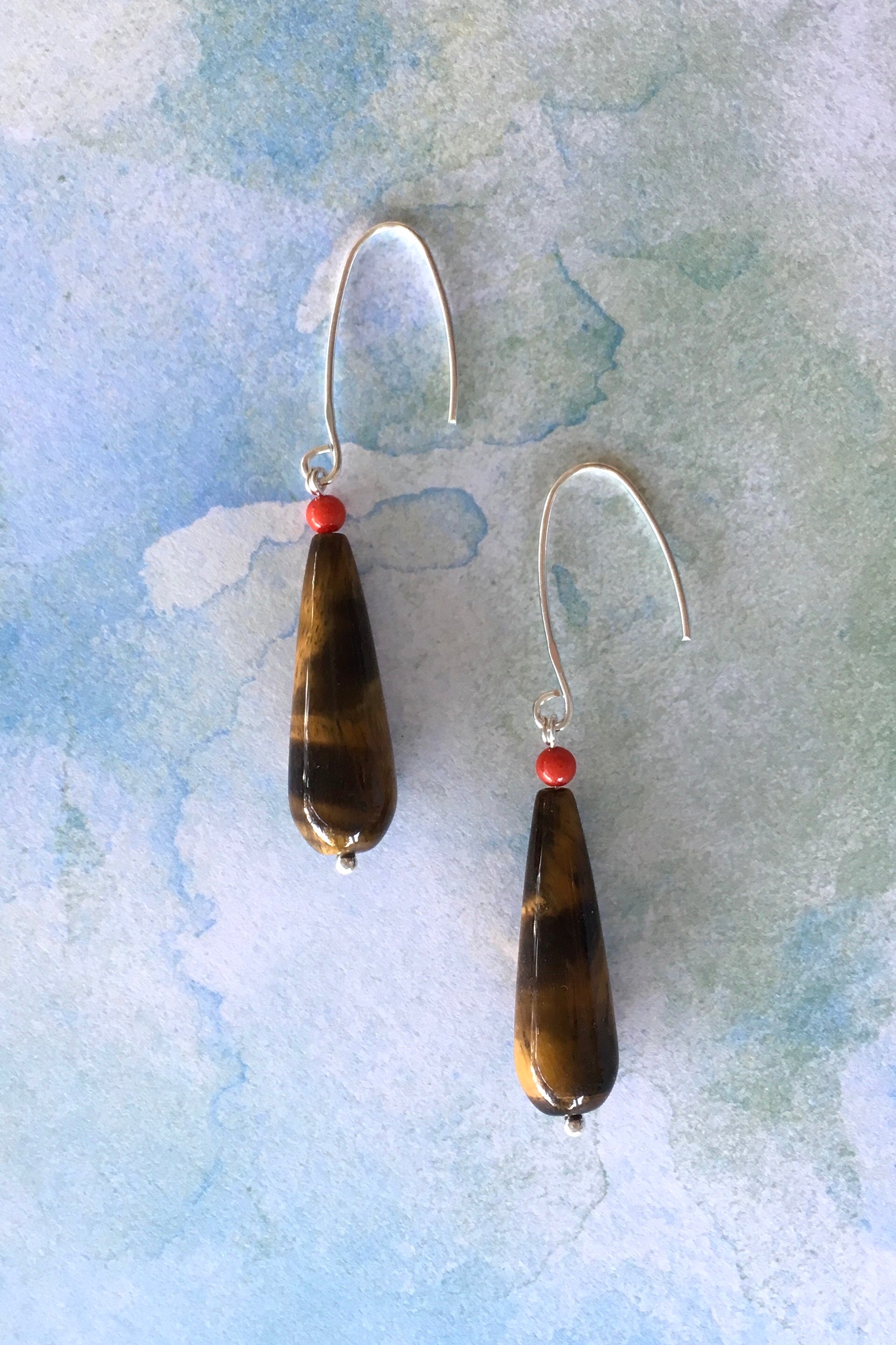 Earrings Rock Droplet Tiger Eye