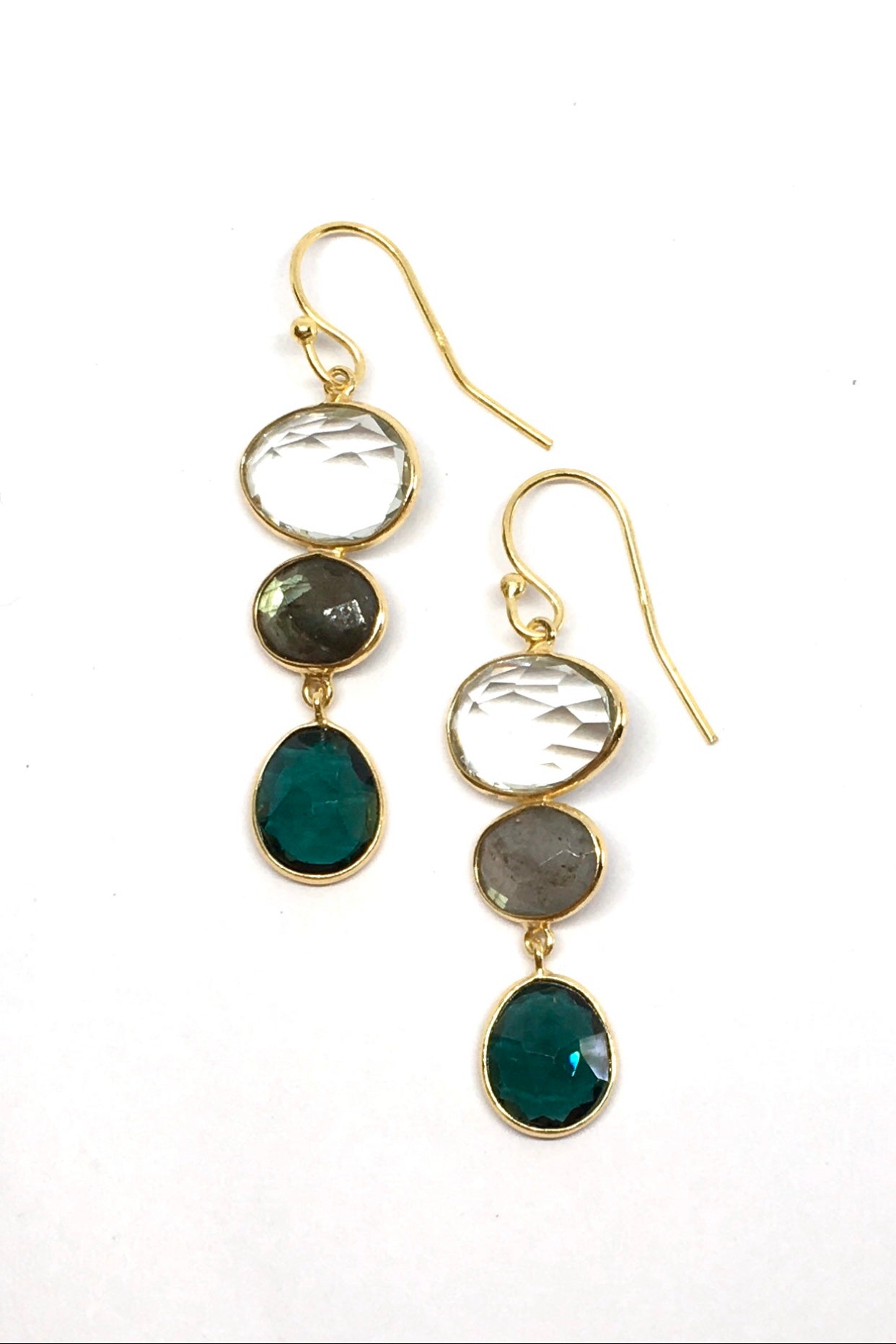 Oracle Earrings Golden Blue Moons 1