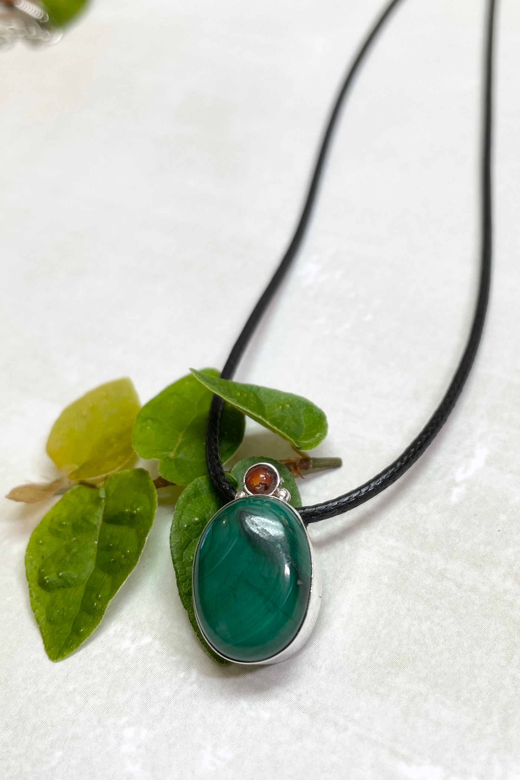 Echo Malachite Coral Pendant Oval