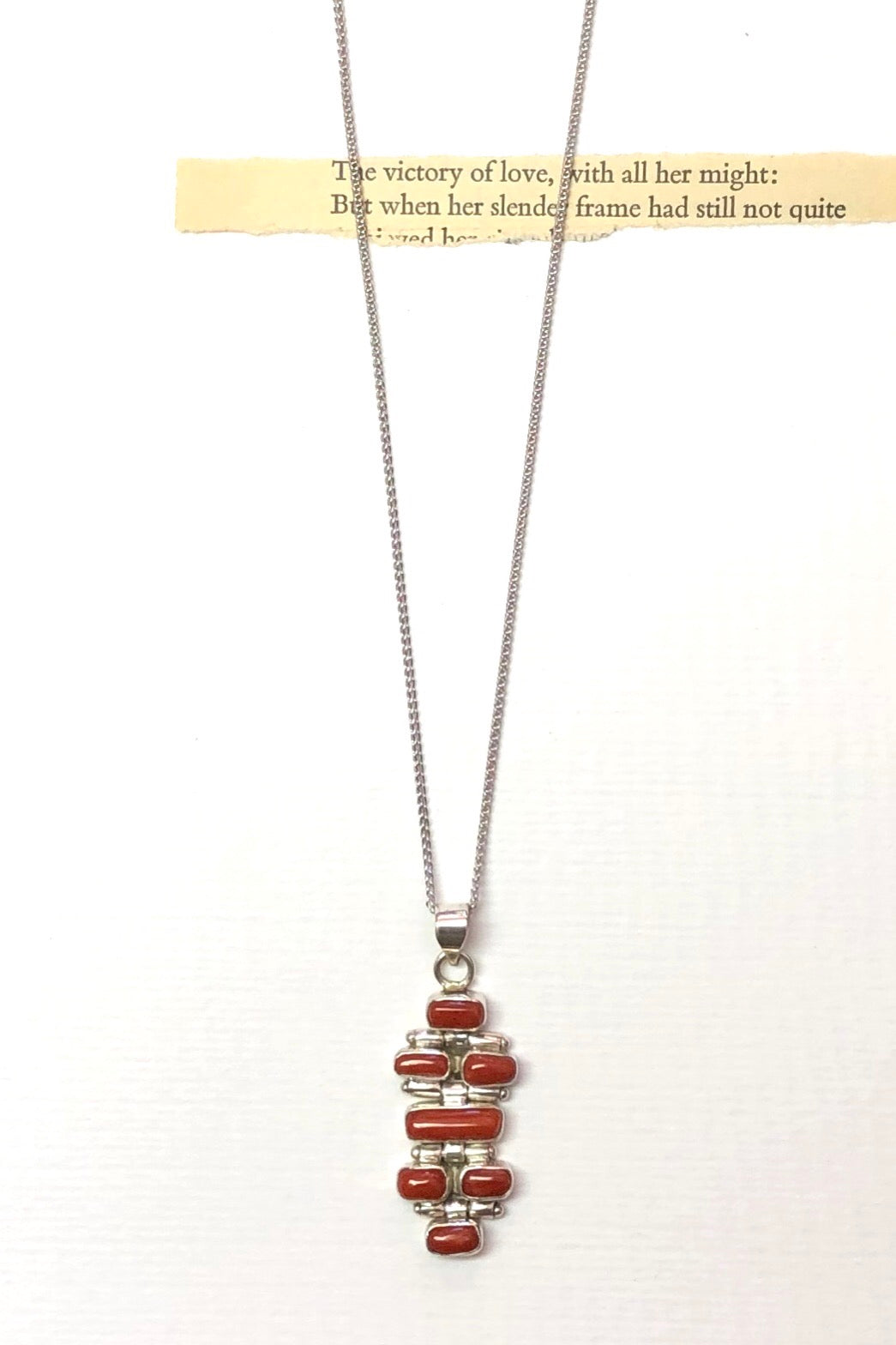 Echo Red Coral and Silver Vintage Pendant Bricks