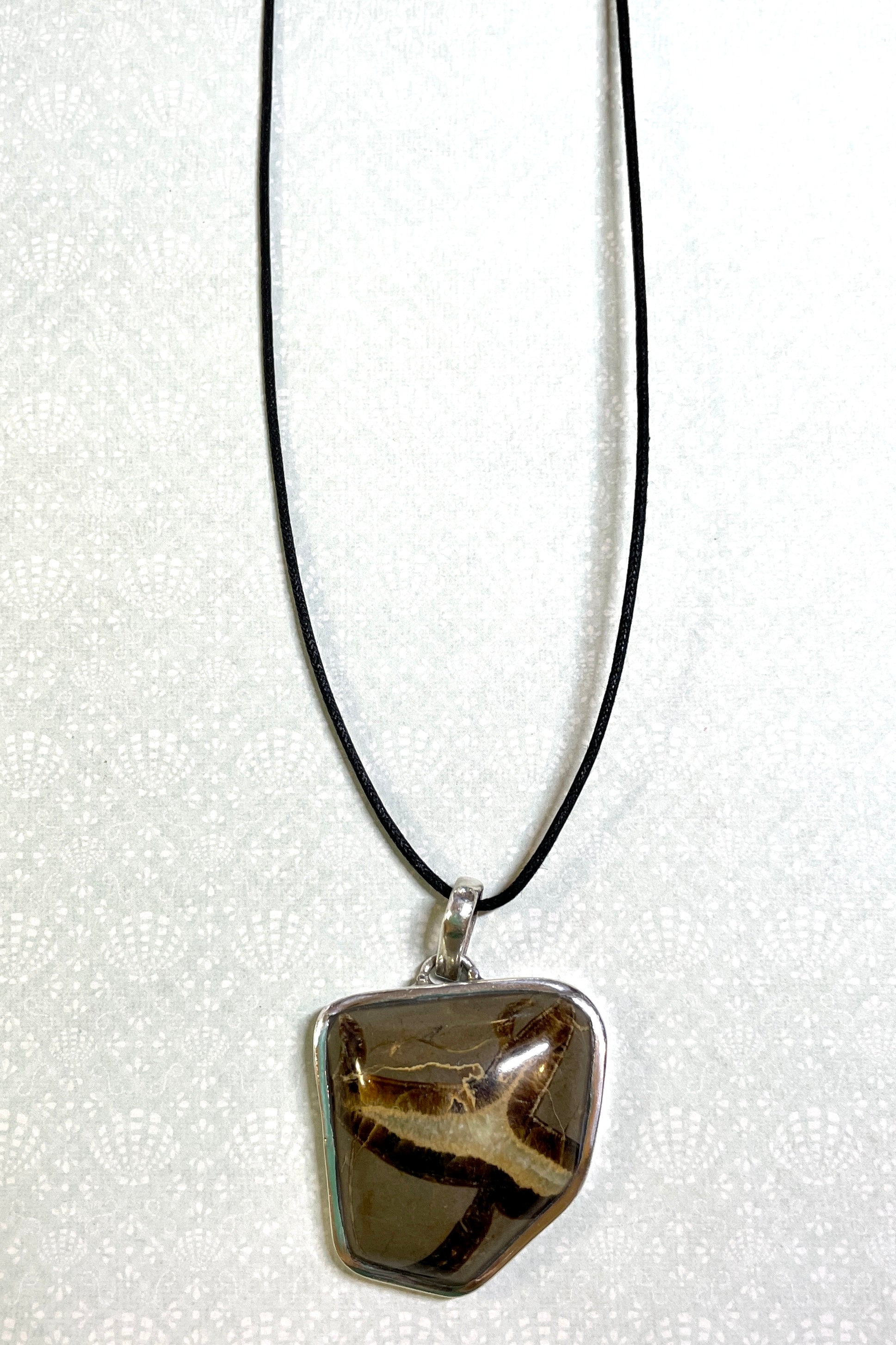 Echo Pendant Septarian in Silver