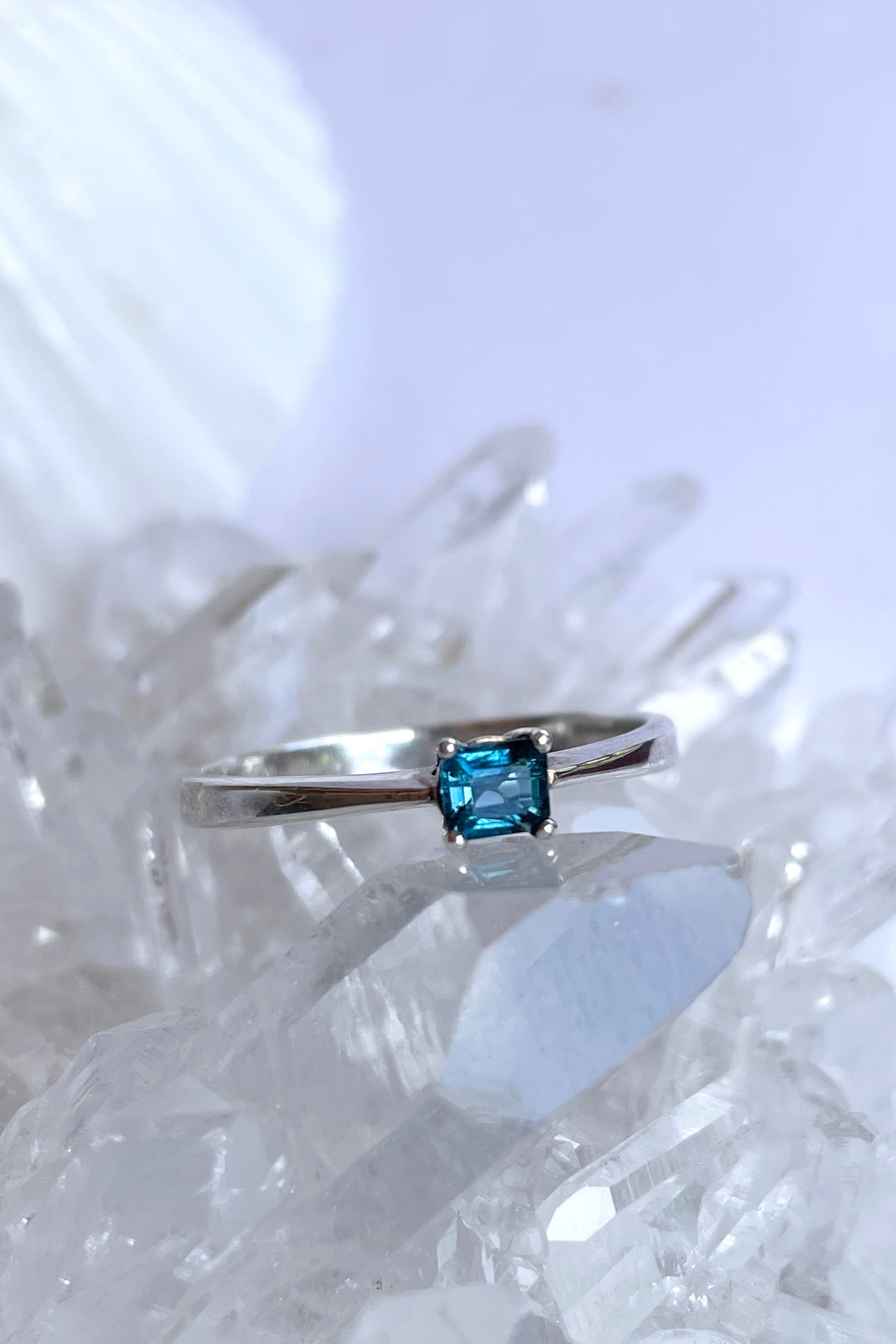 Ring Tourmaline Bright Blue Square