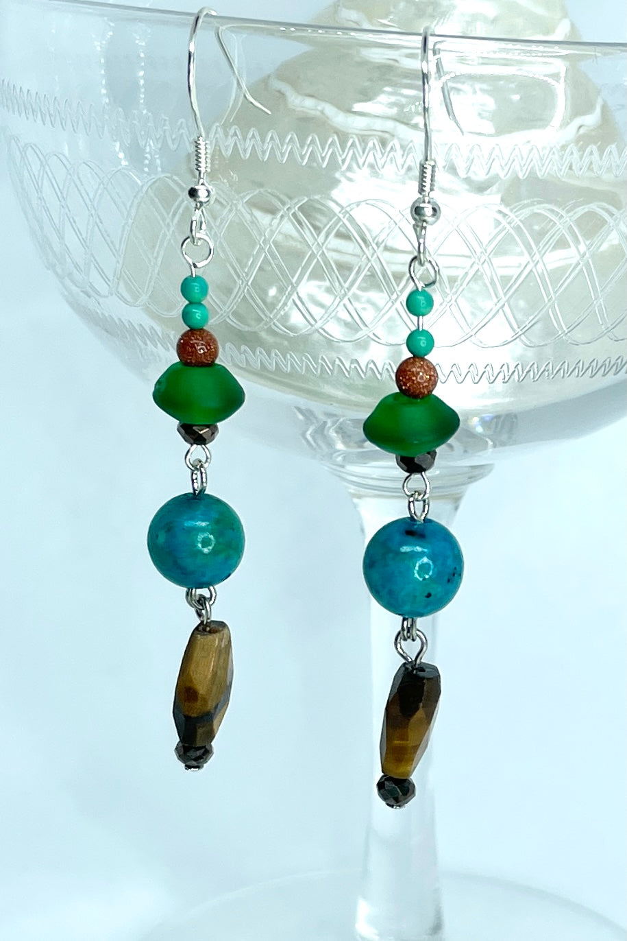 Earrings Rosetta Chrysacolla Tiger