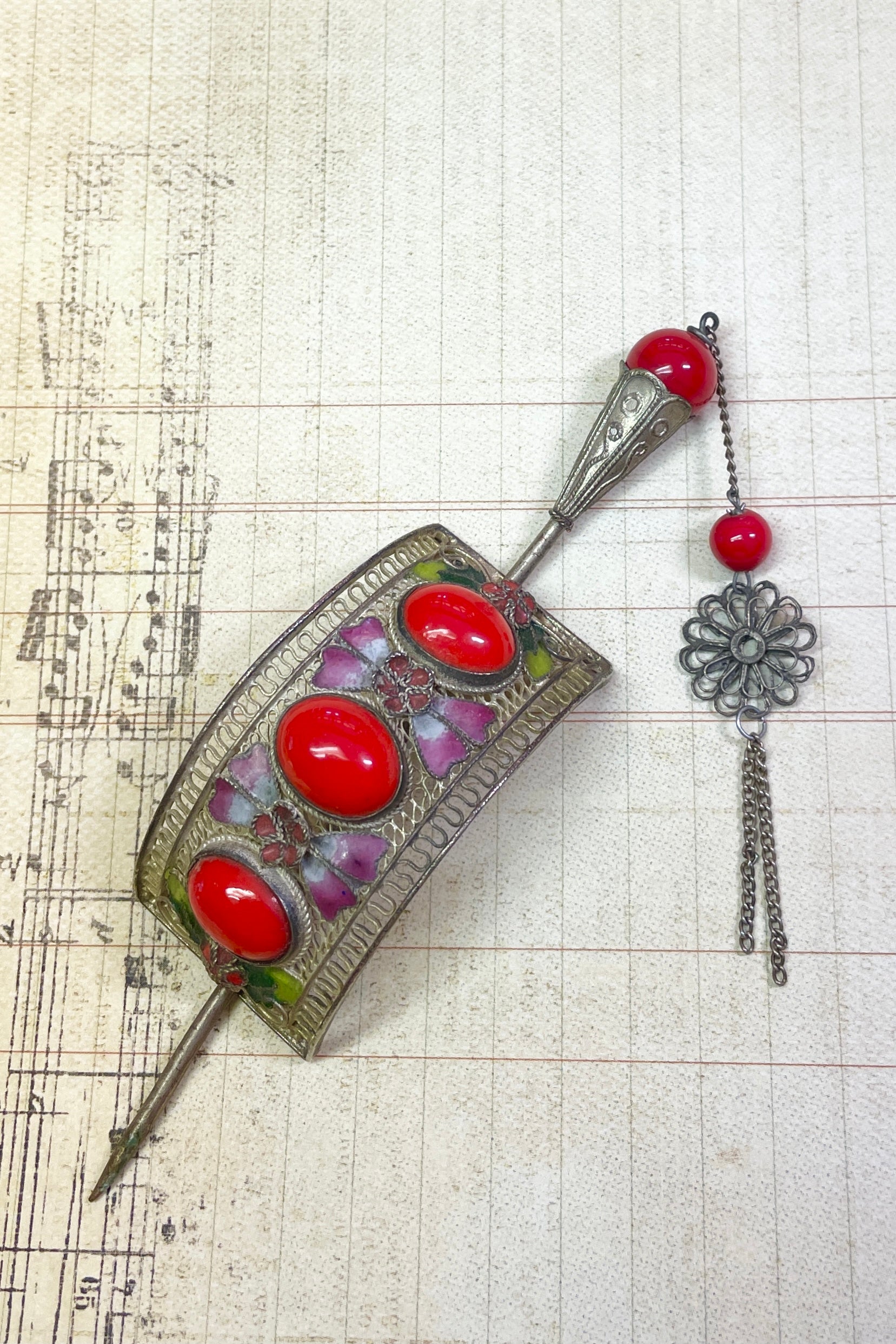 Hair Ornament Red Stones