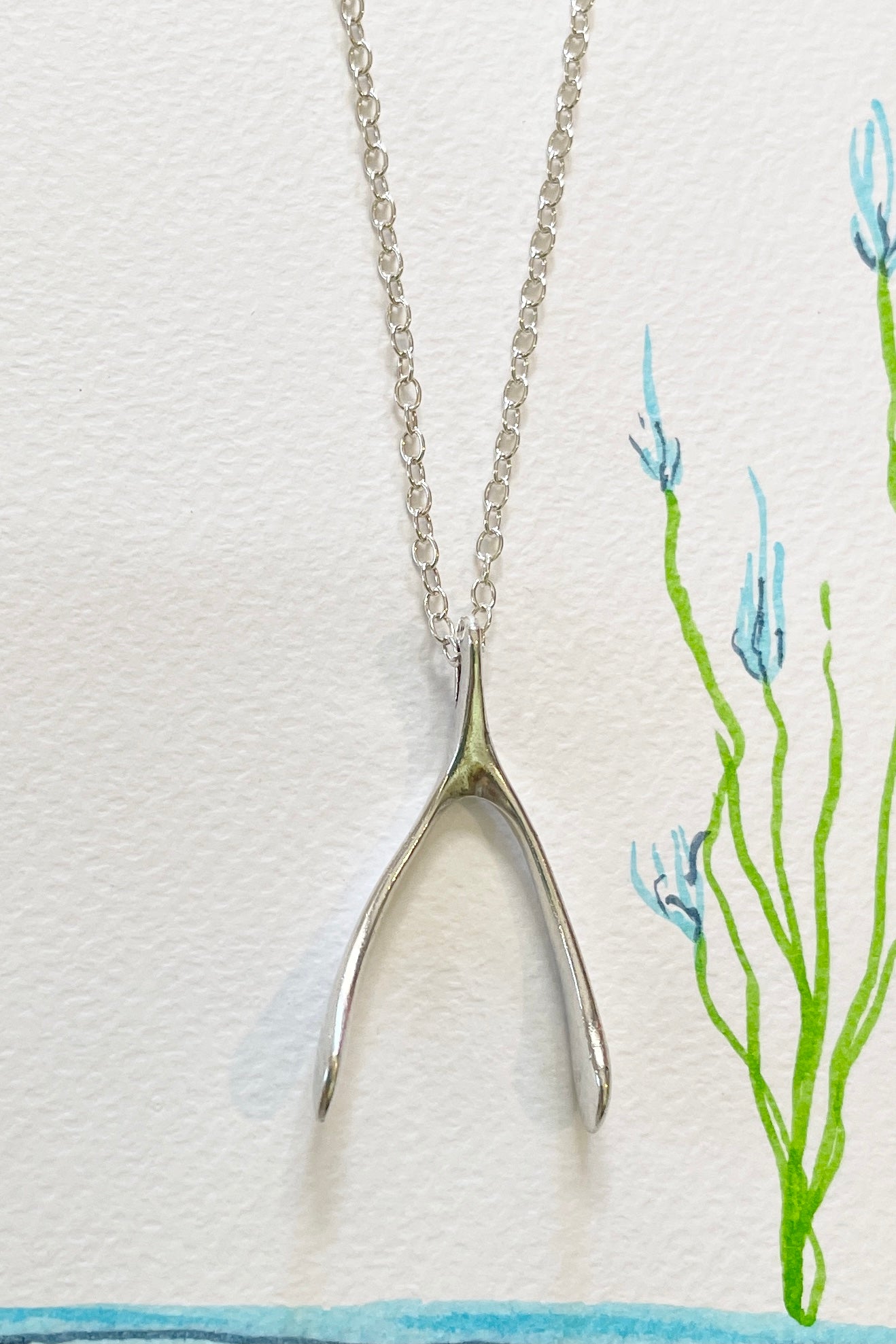 Echo Wishbone Silver Pendant