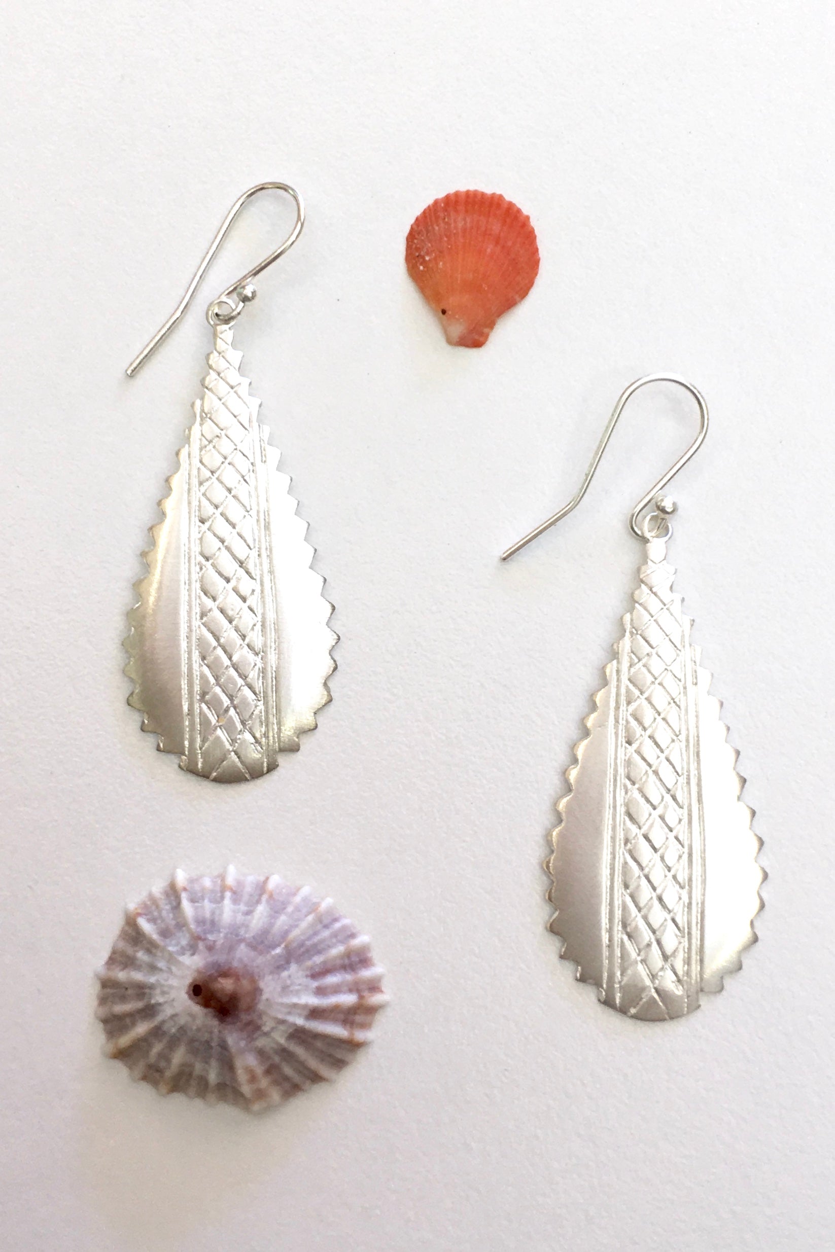 Silver Crosshatched Earrings