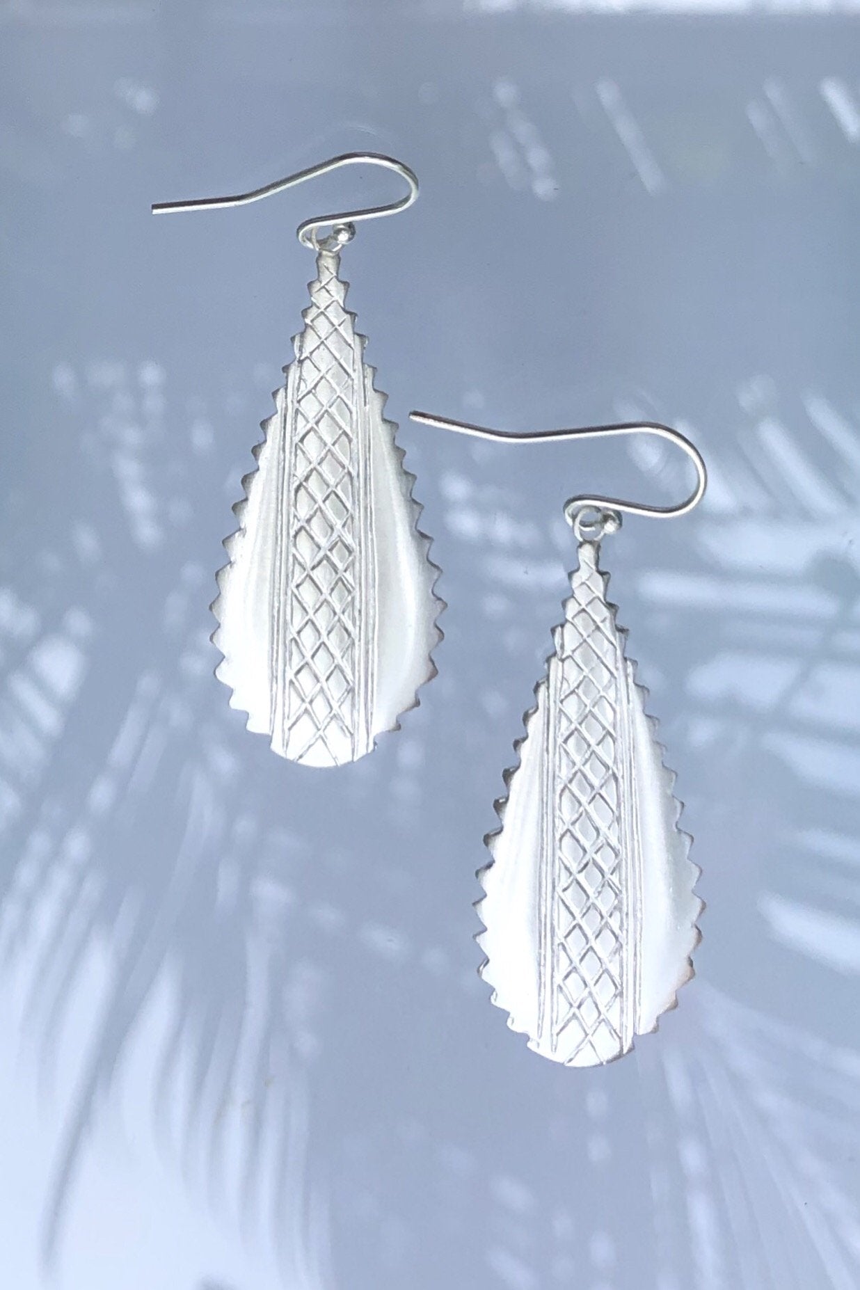 Silver Crosshatched Earrings