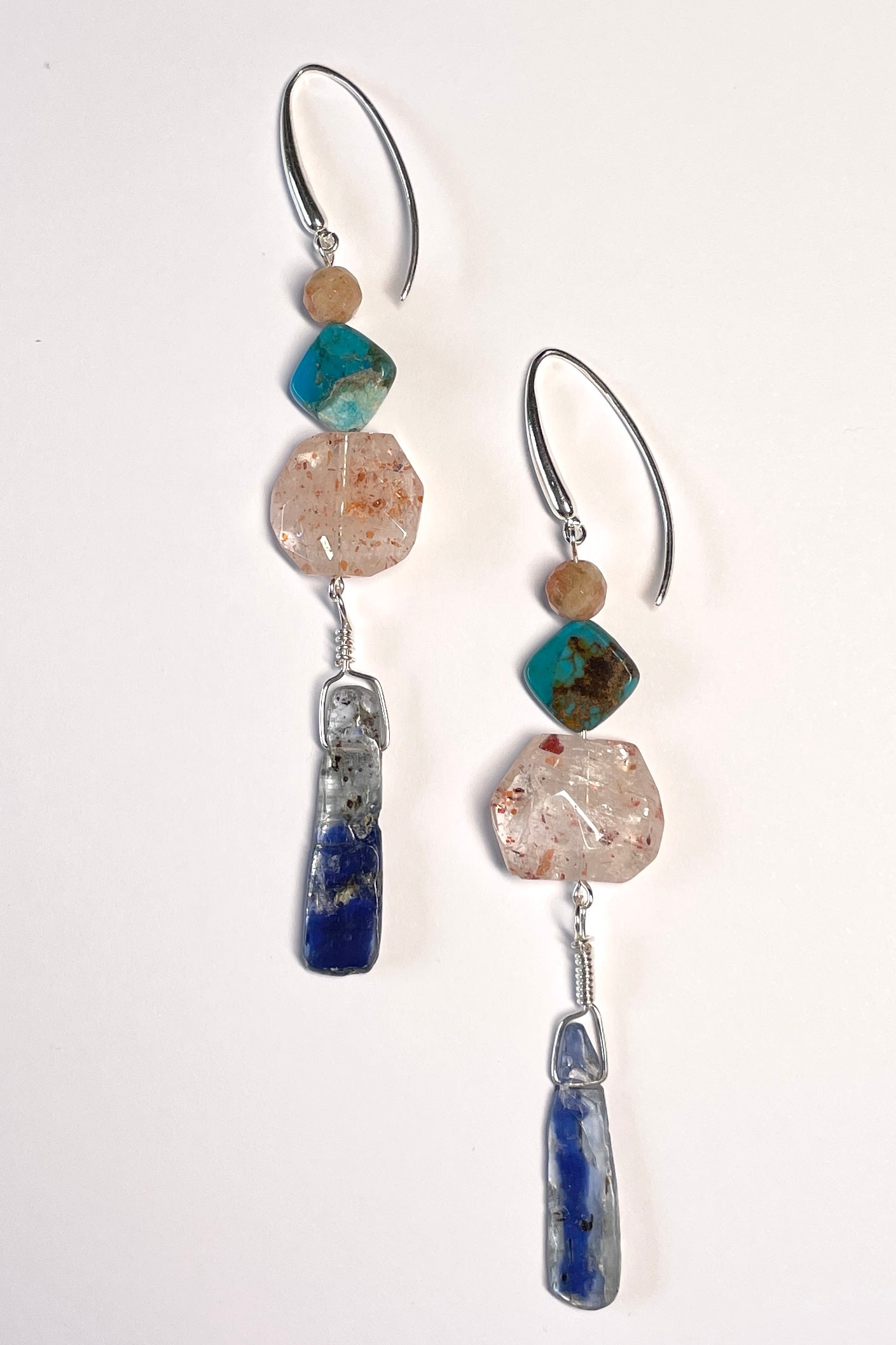 Earrings Histoire Kyanite and Strawberry Quartz