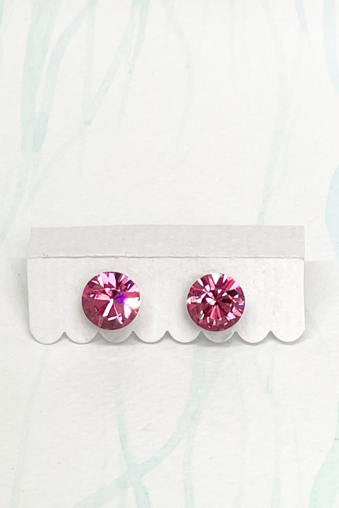 Earrings Crystal Stud in Rose Pink