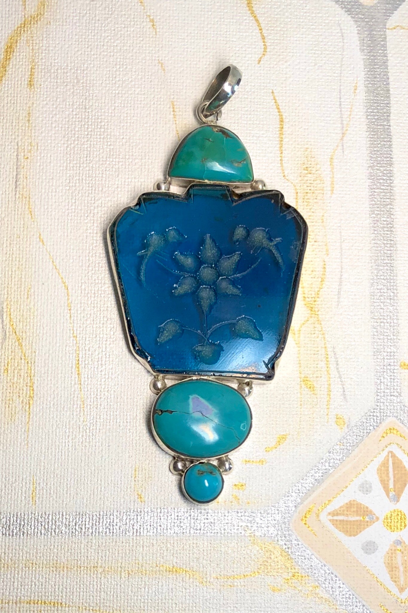 Echo Intaglio Blue Pendant