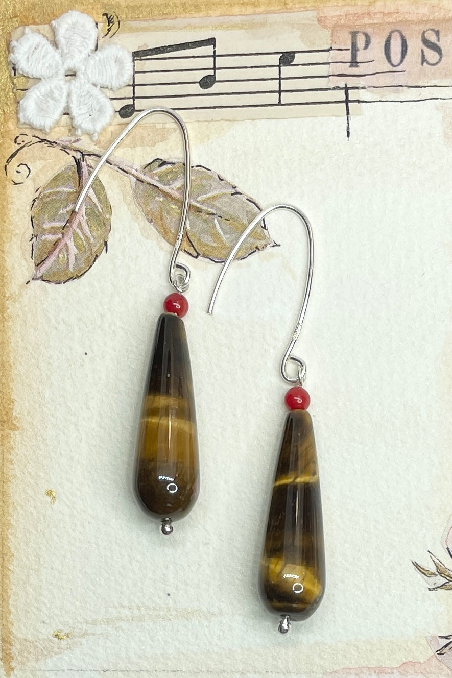 Earrings Rock Droplet Tiger Eye