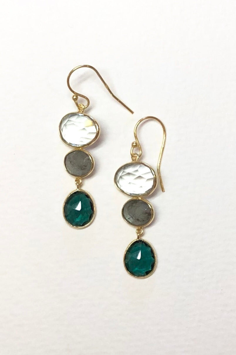 Oracle Earrings Golden Blue Moons 1