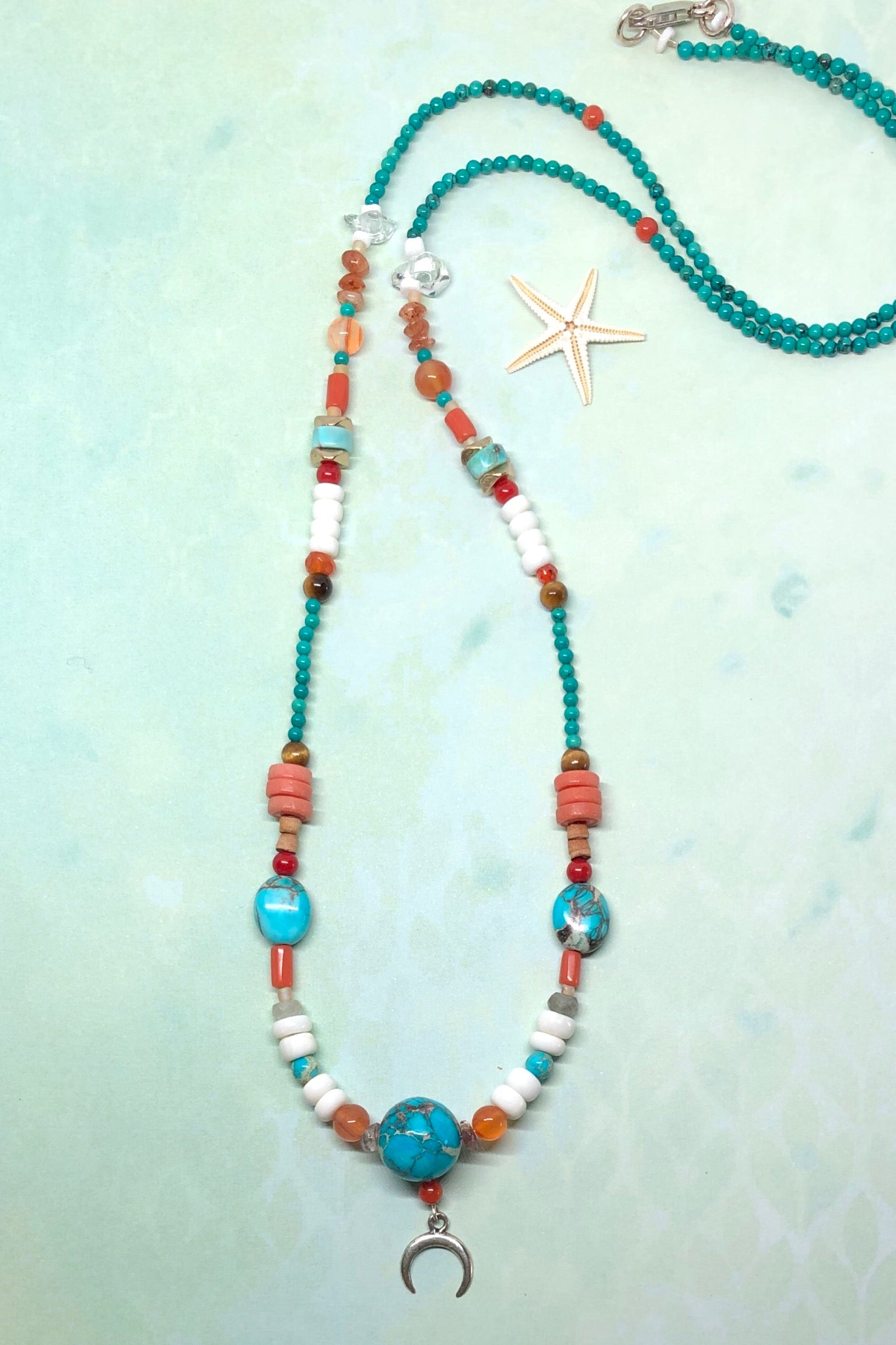 Necklace Cay Moon Sea with Natural Gemstones