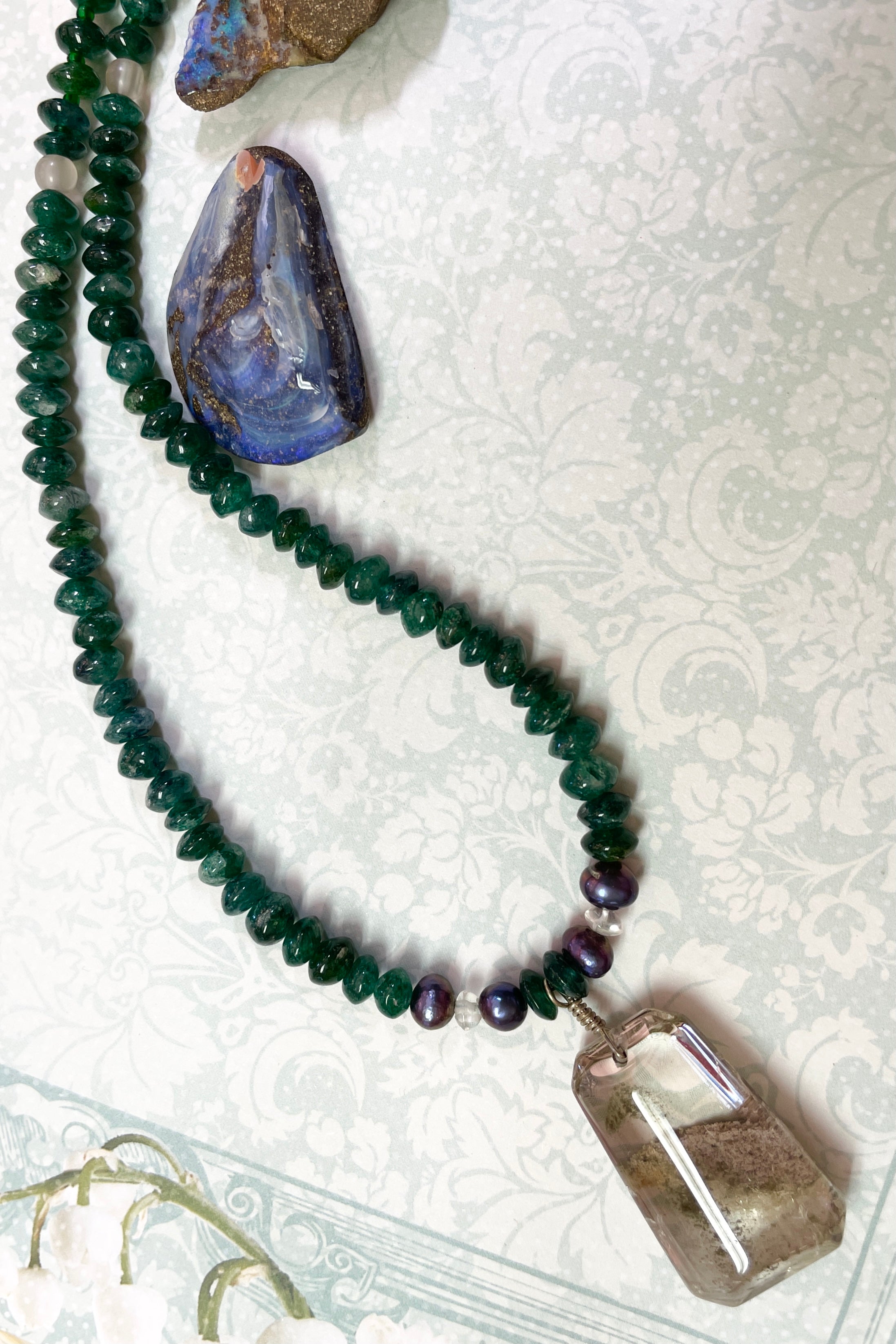 Echo Lodalite and Green Quartz Necklace