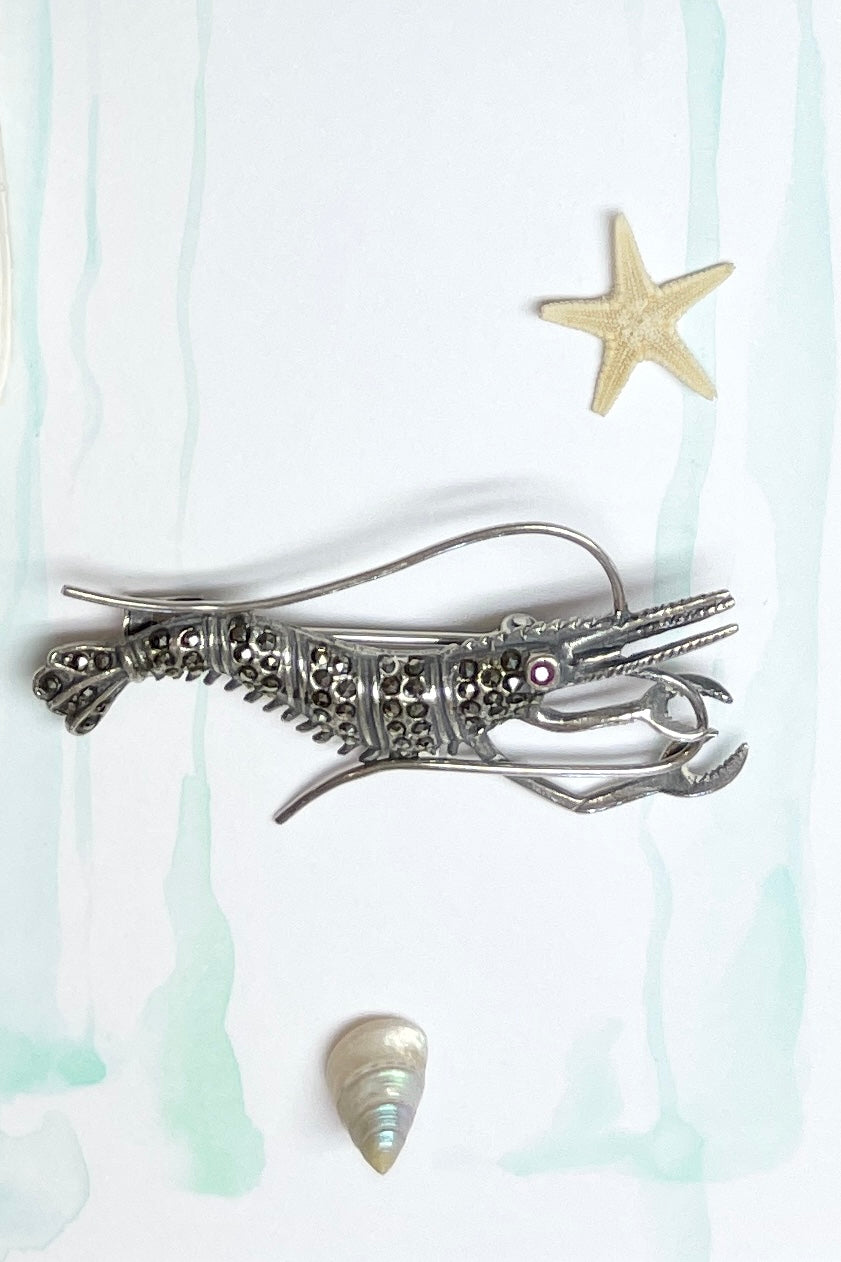 Echo Brooch Prawn in Marcasite