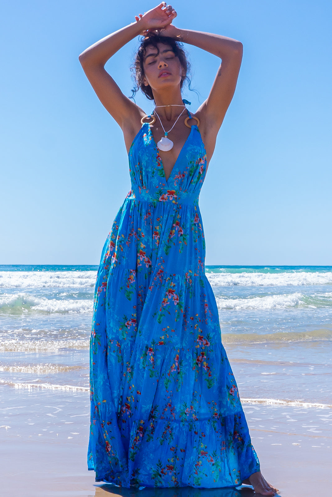 sea blue maxi dress