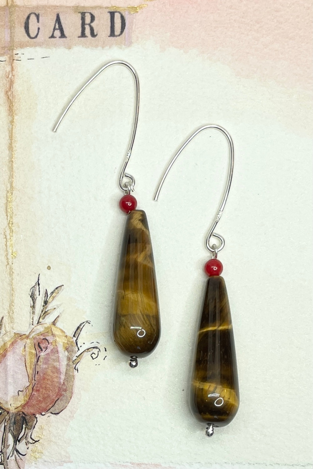 Earrings Rock Droplet Tiger Eye