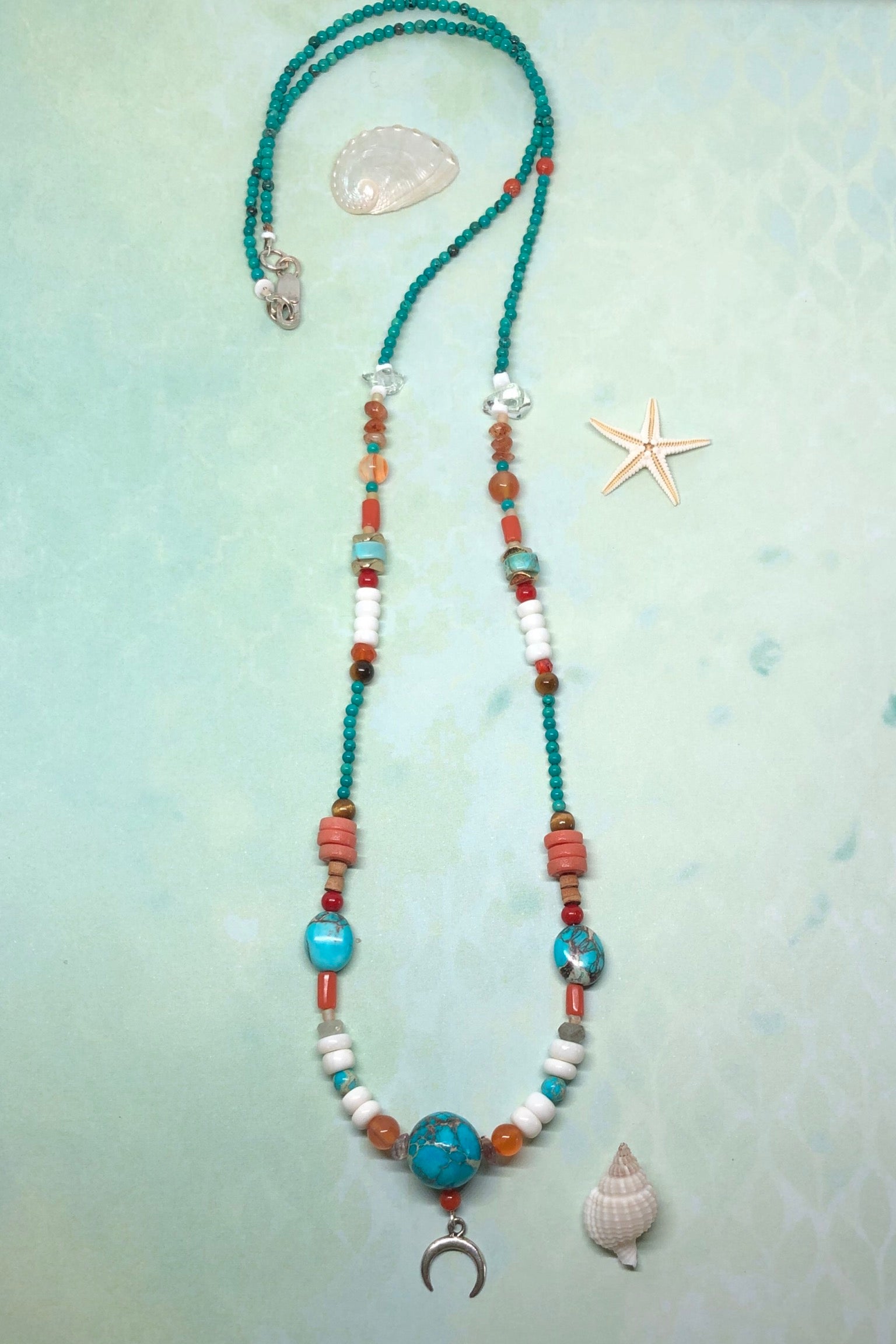 Necklace Cay Moon Sea with Natural Gemstones