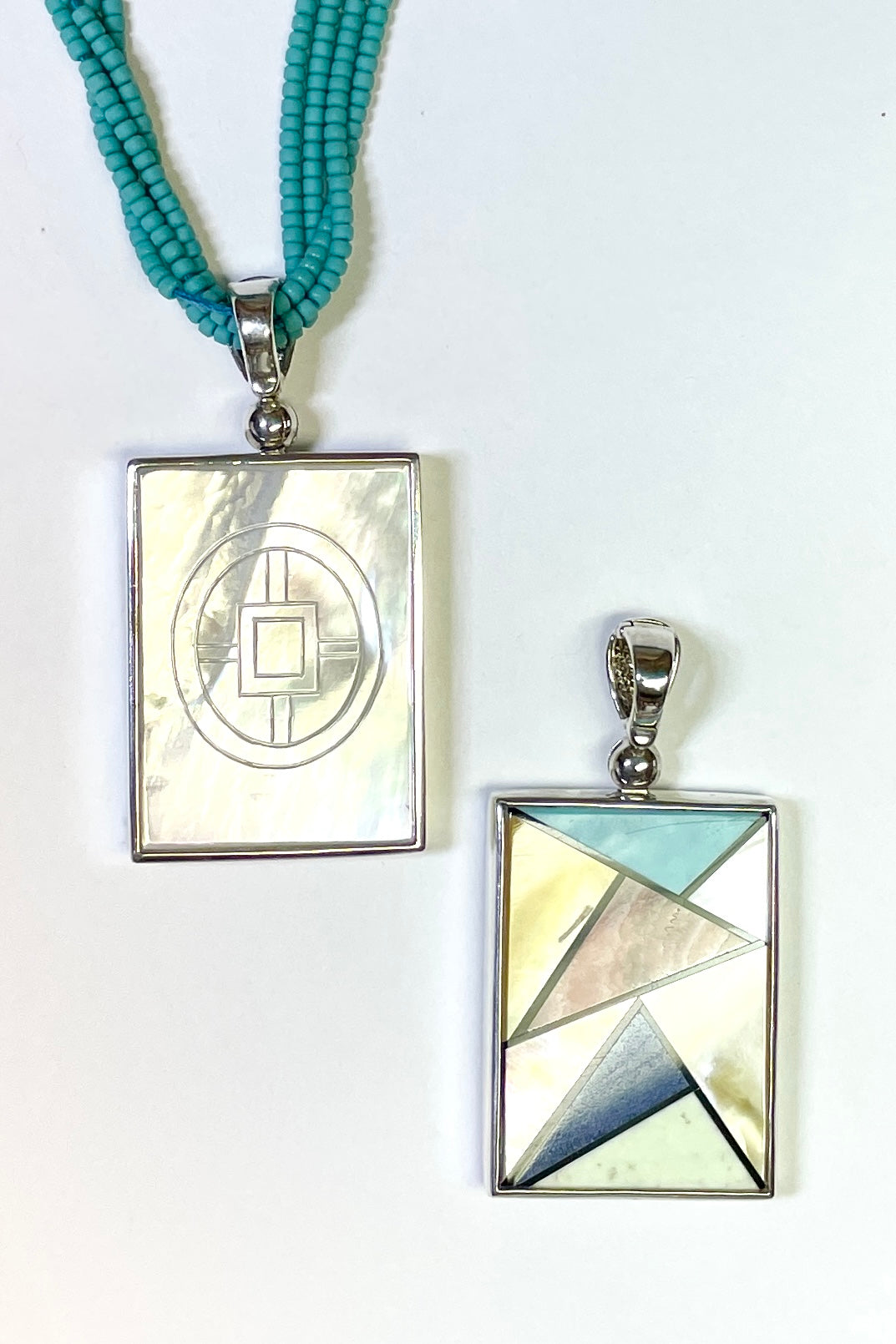 Echo Pendant Mother of Pearl Mosaic Double