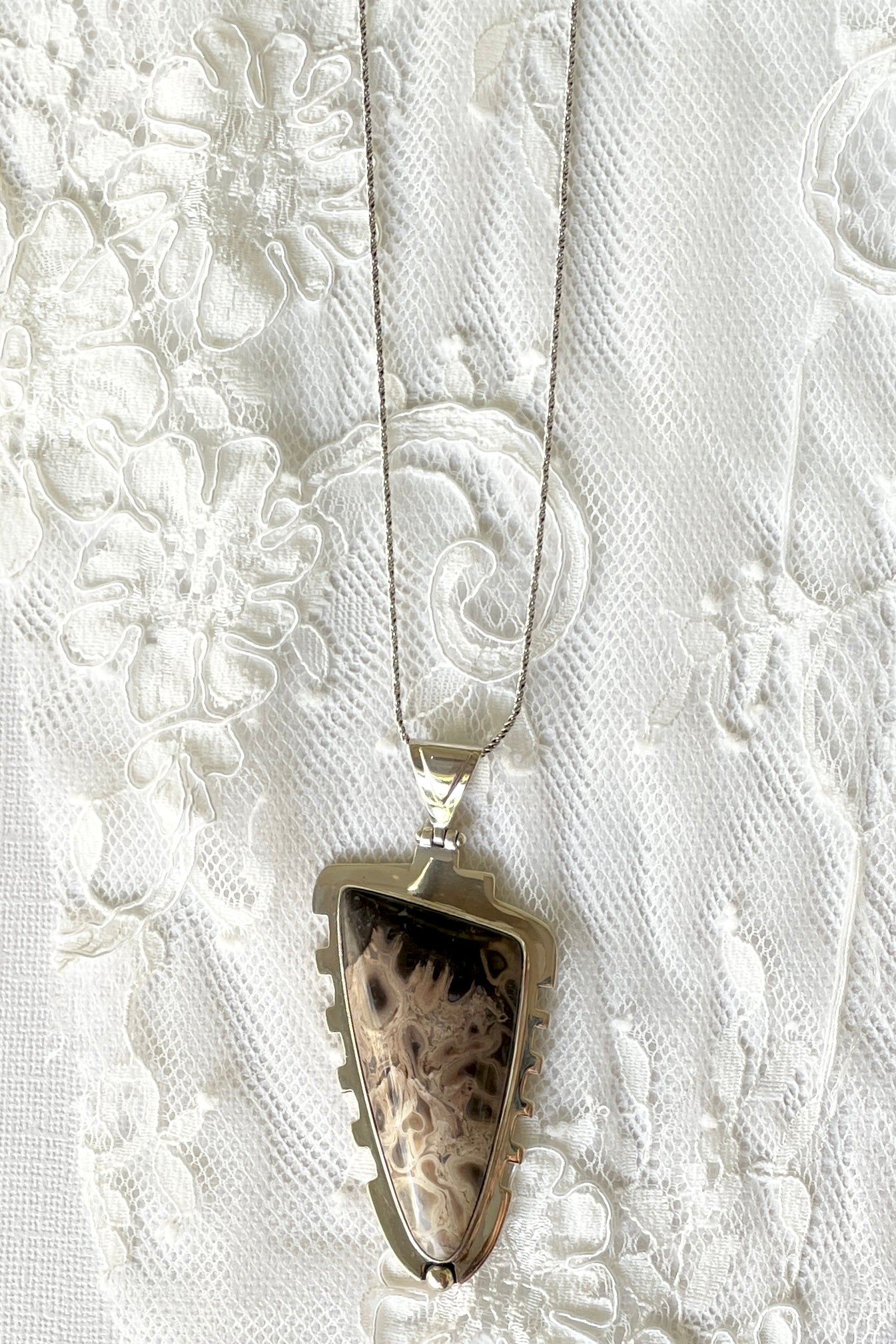 Pendant Terra Petrified Wood in Silver