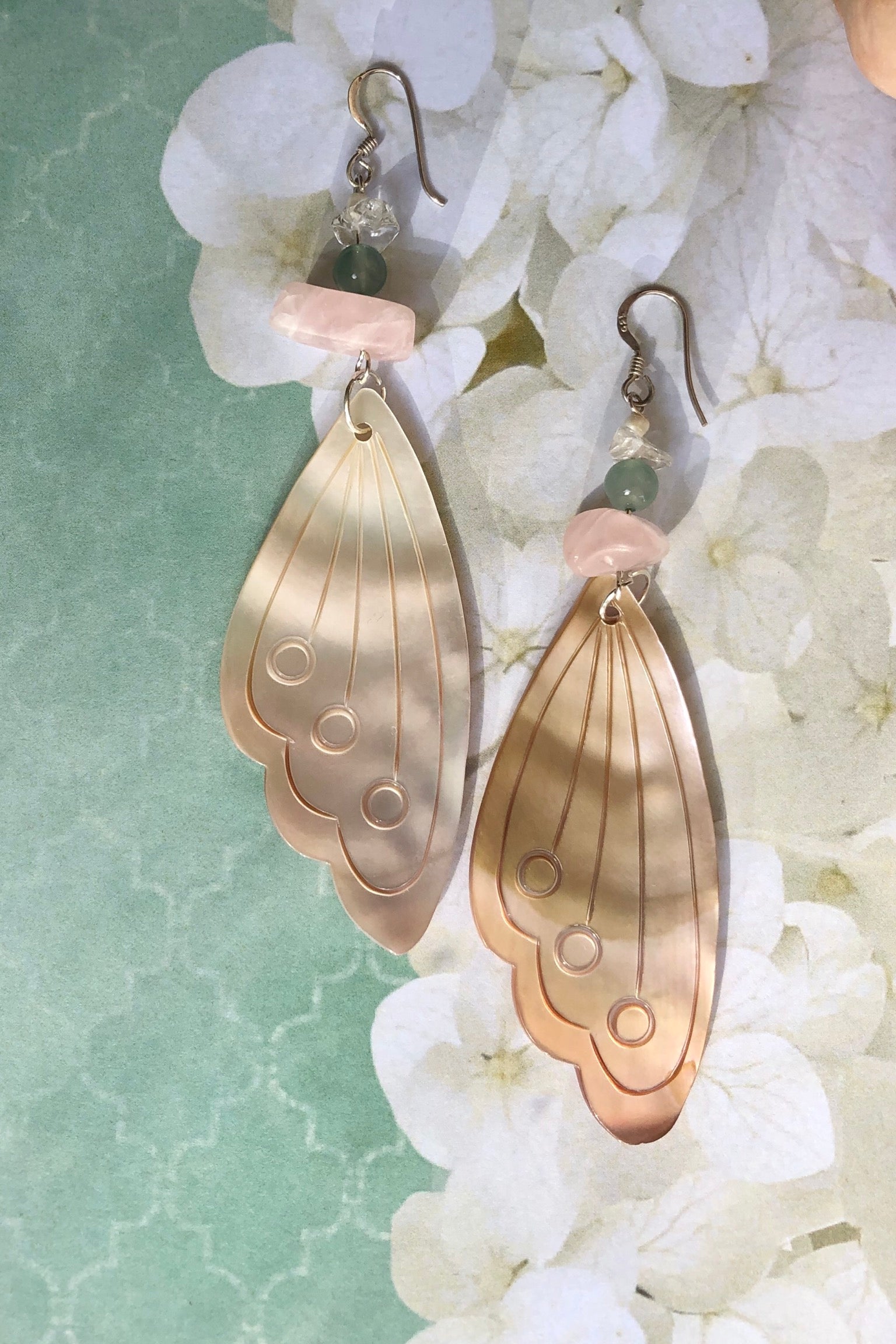 Earrings Serendipity Butterfly Wing Shell Pink