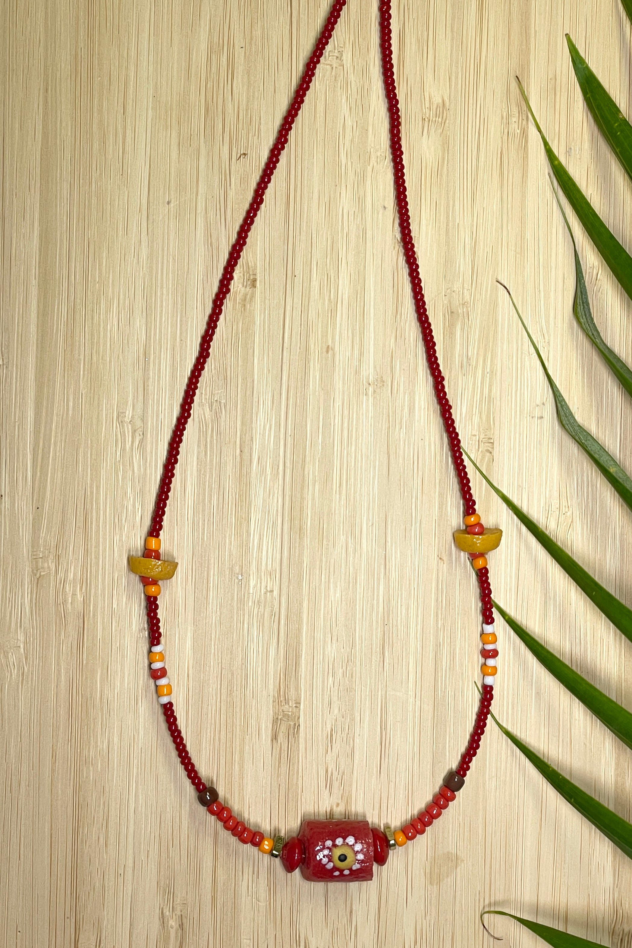 Necklace Lula Makoti Red Krobo Bead