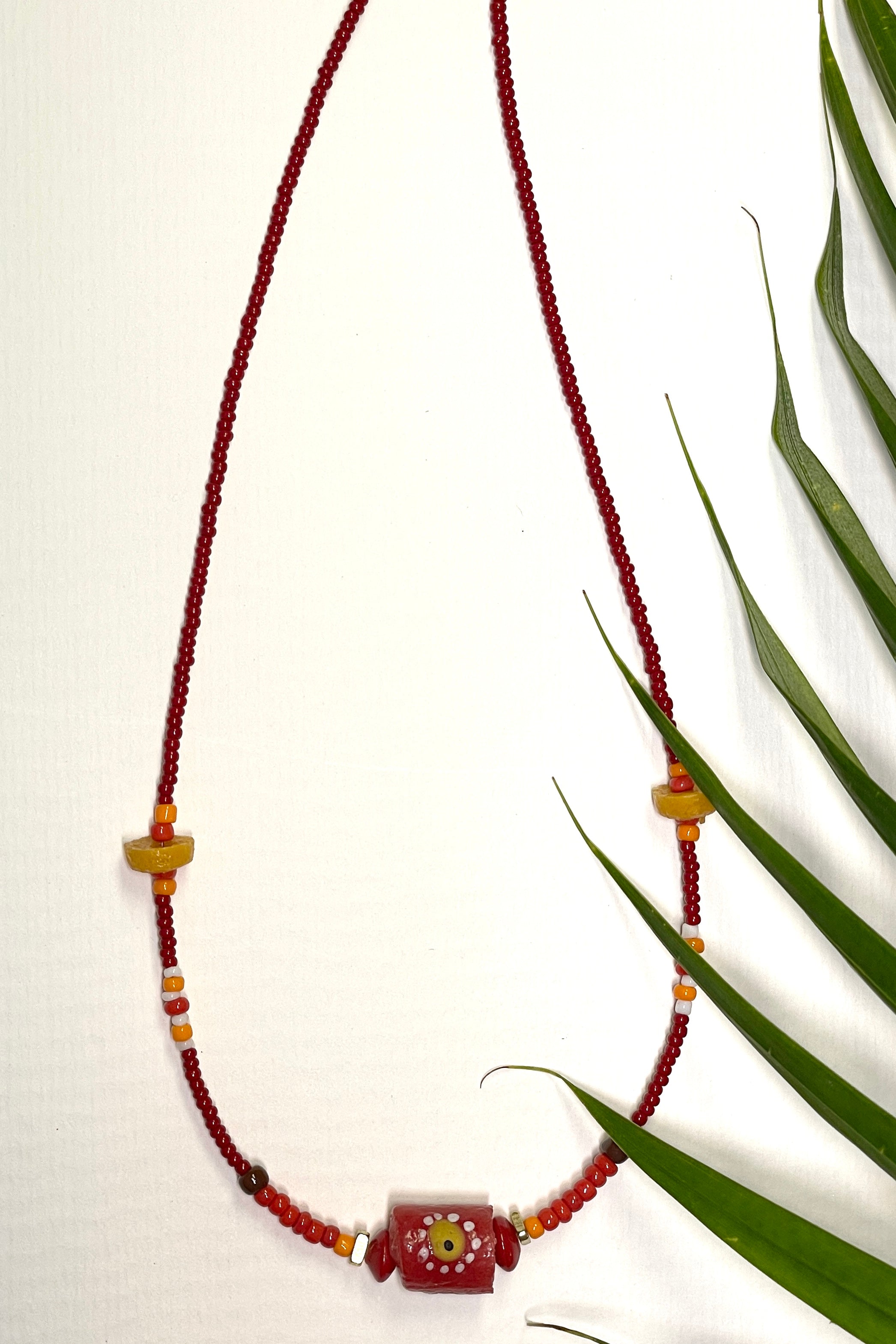 Necklace Lula Makoti Red Krobo Bead