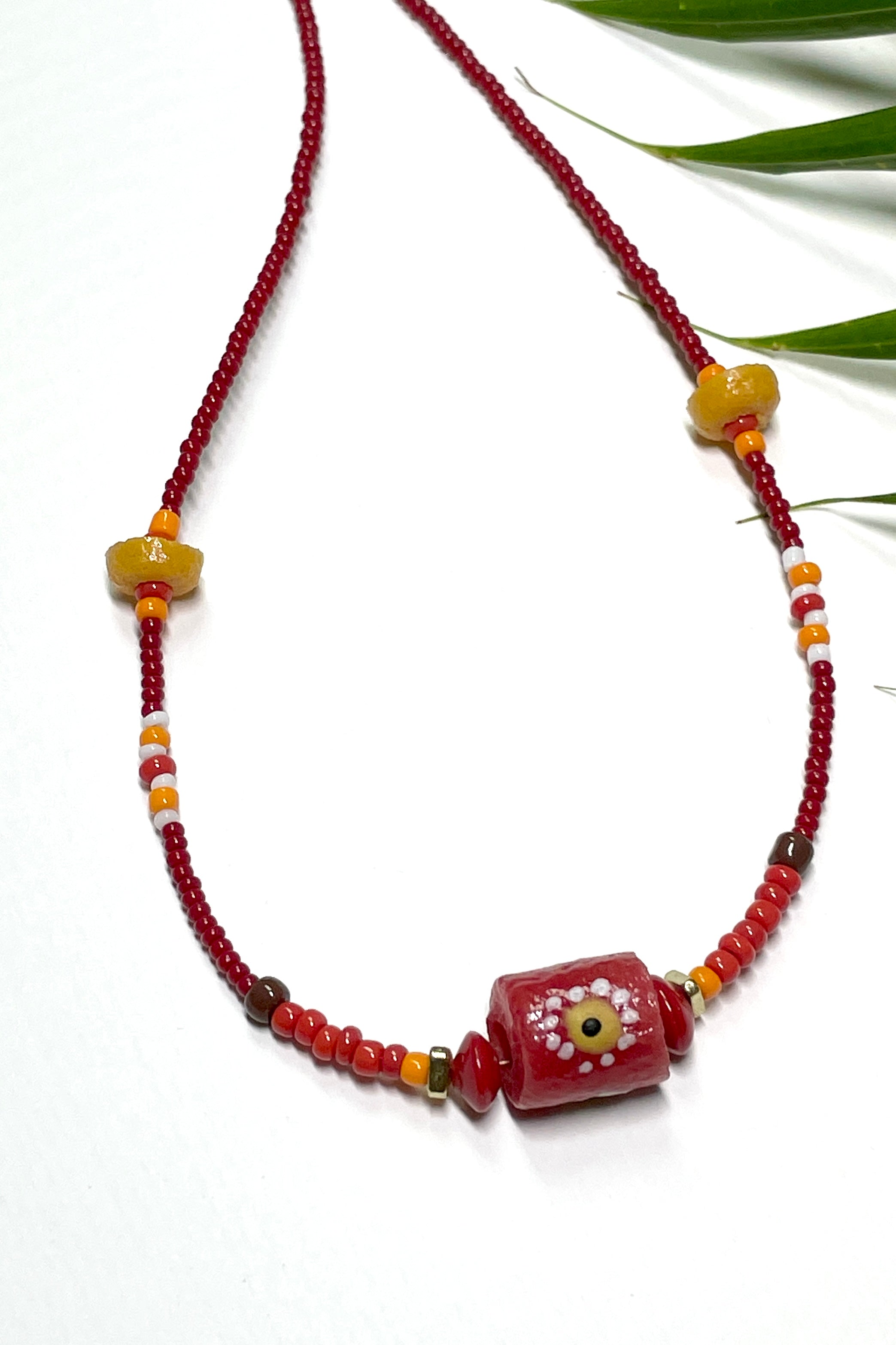 Necklace Lula Makoti Red Krobo Bead