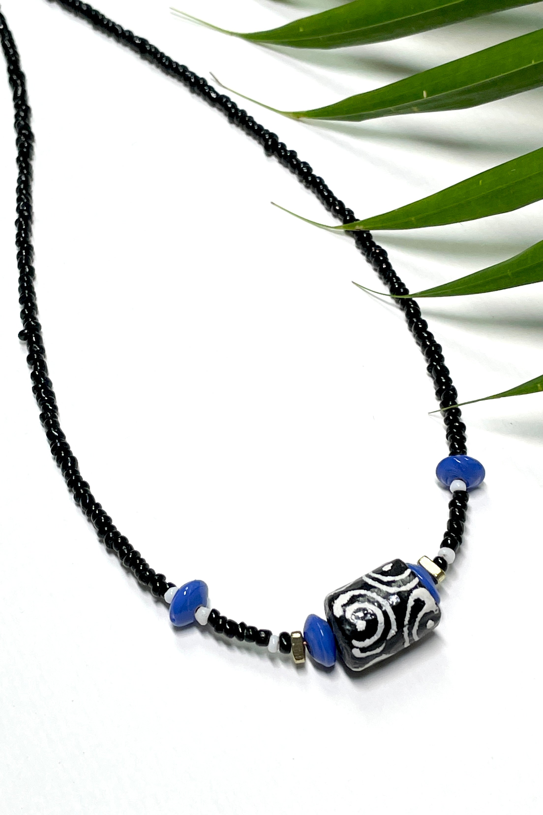 Necklace Lula Makoti Black Krobo Bead