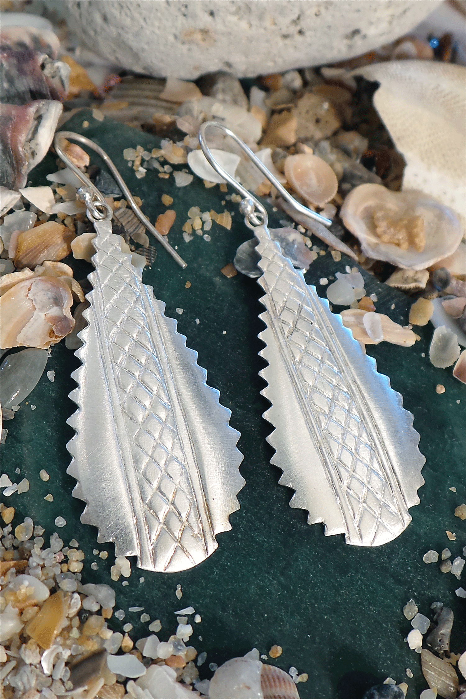 Silver Crosshatched Earrings