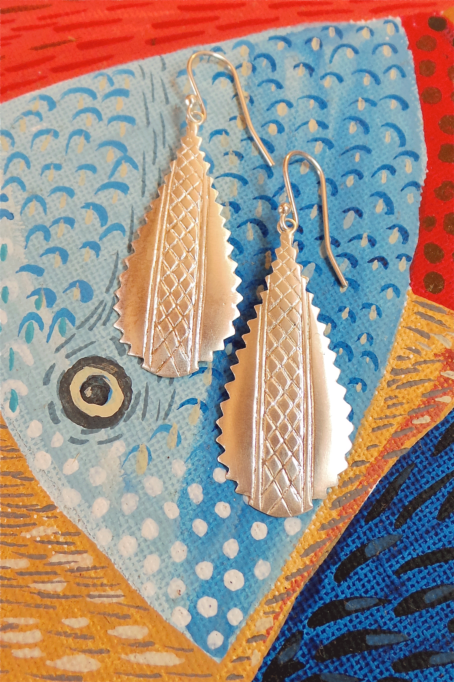 Silver Crosshatched Earrings