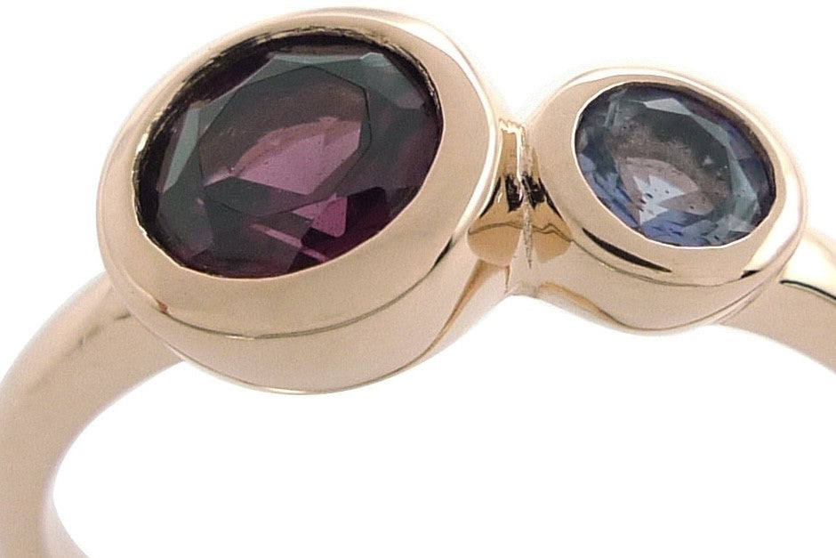 Ring Rhodolite Garnet and Iolite Gold Vermeil