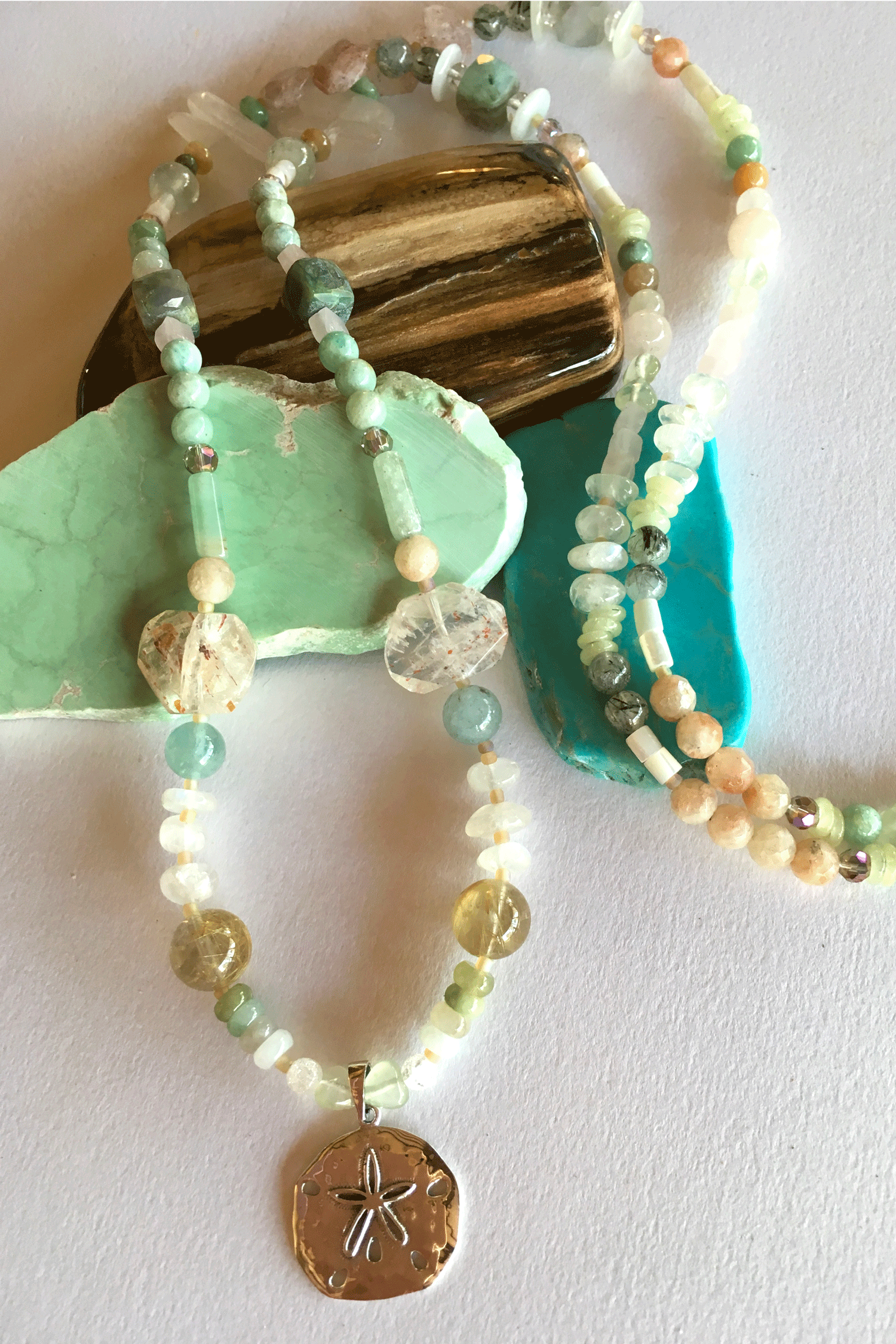 Necklace Cay Sea Moss with Natural Gemstones