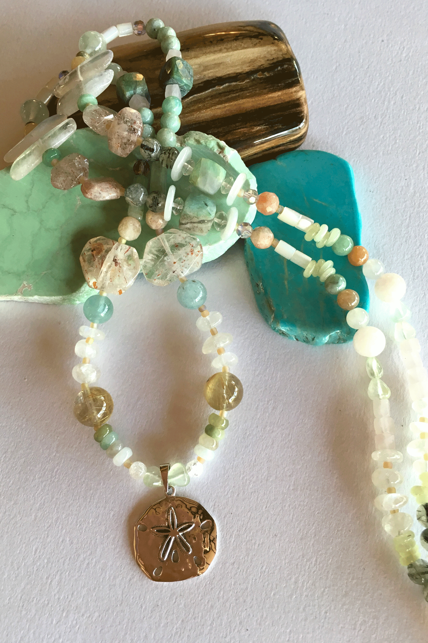 Necklace Cay Sea Moss with Natural Gemstones