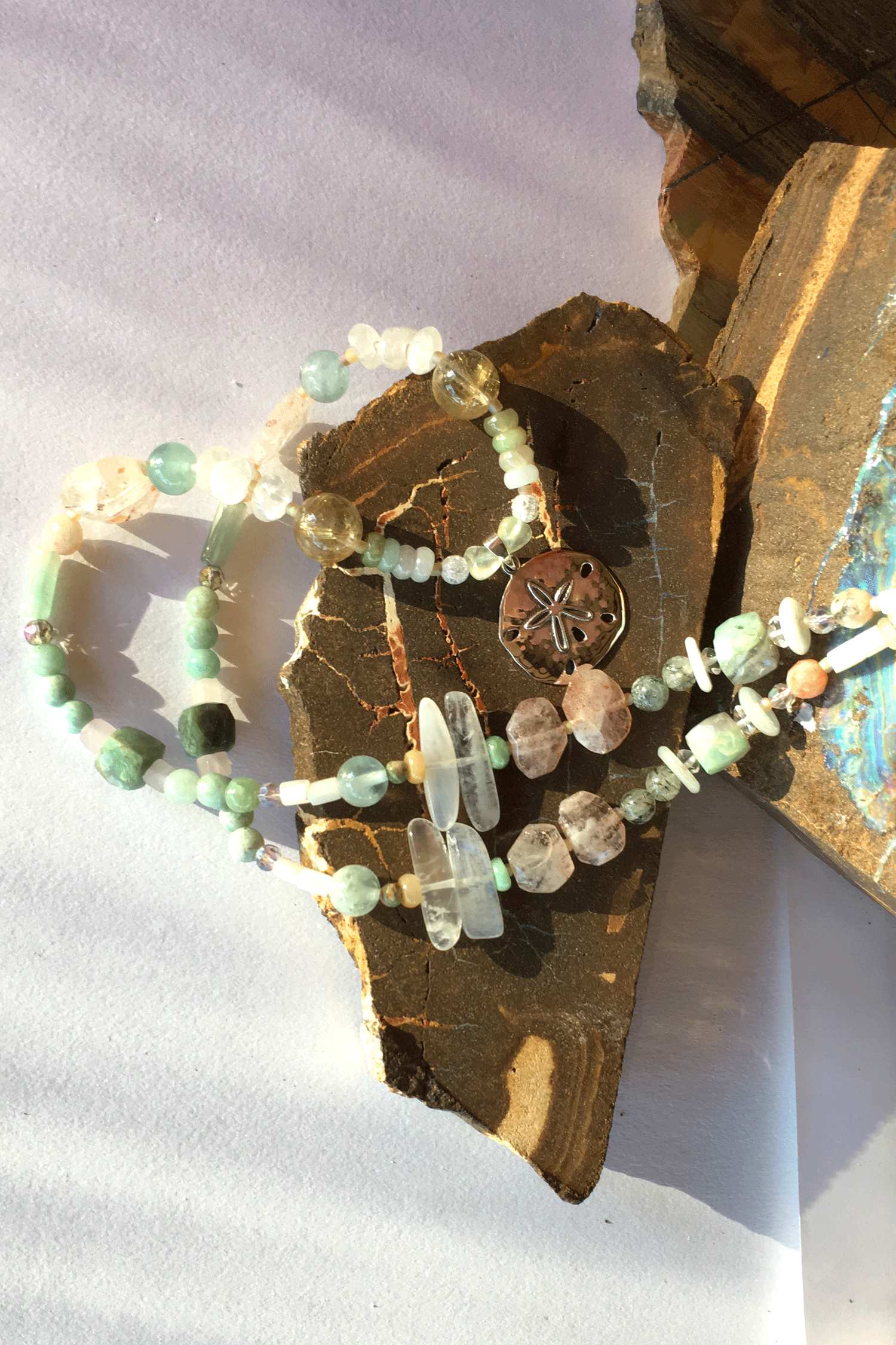 Necklace Cay Sea Moss with Natural Gemstones