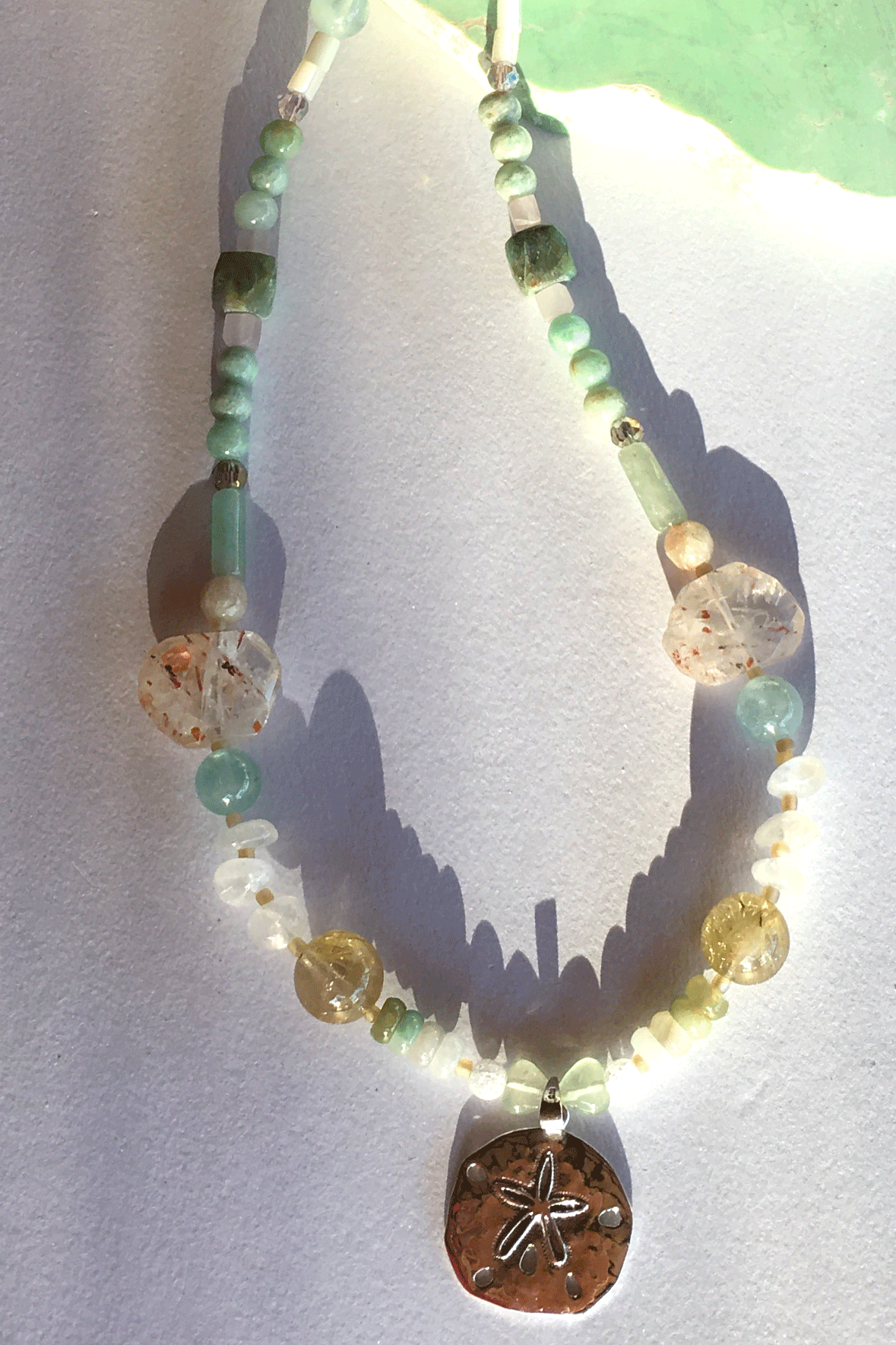 Necklace Cay Sea Moss with Natural Gemstones