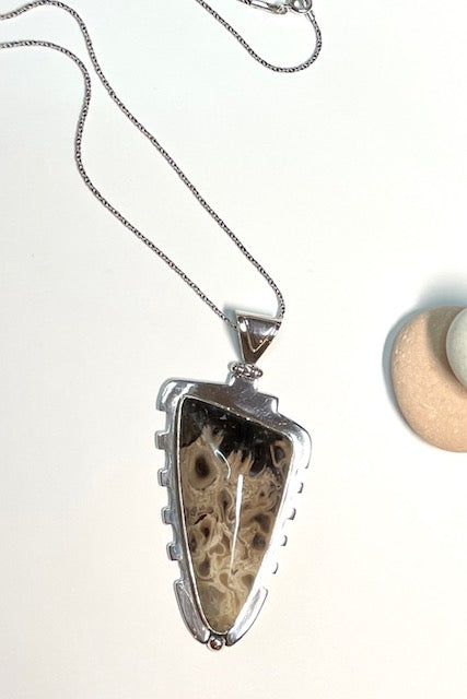 Pendant Terra Petrified Wood in Silver