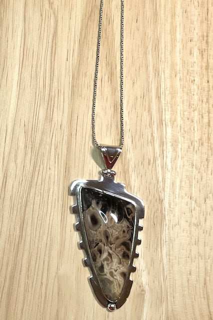 Pendant Terra Petrified Wood in Silver