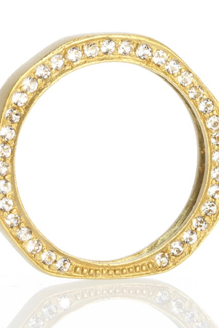 Ring Gold Vermeil Double Eternity White Topaz