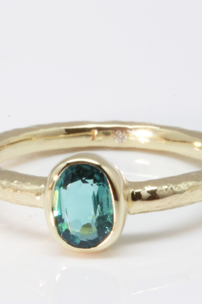 Ring Blue Tourmaline Oval H 10k Gold