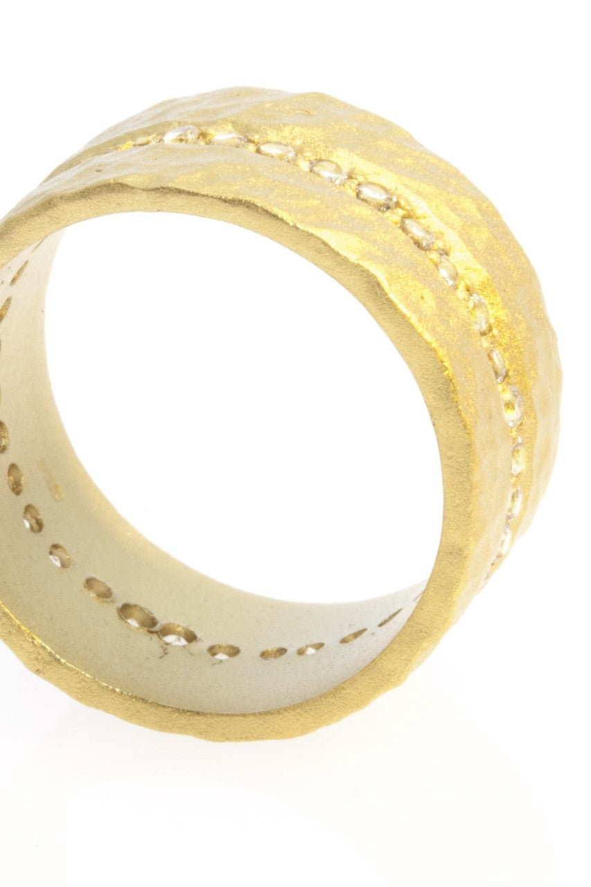 Ring Gold Vermeil Wide Eternity White Topaz