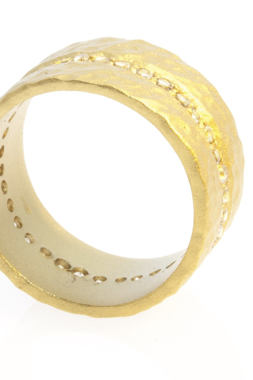 Ring Gold Vermeil Wide Eternity White Topaz