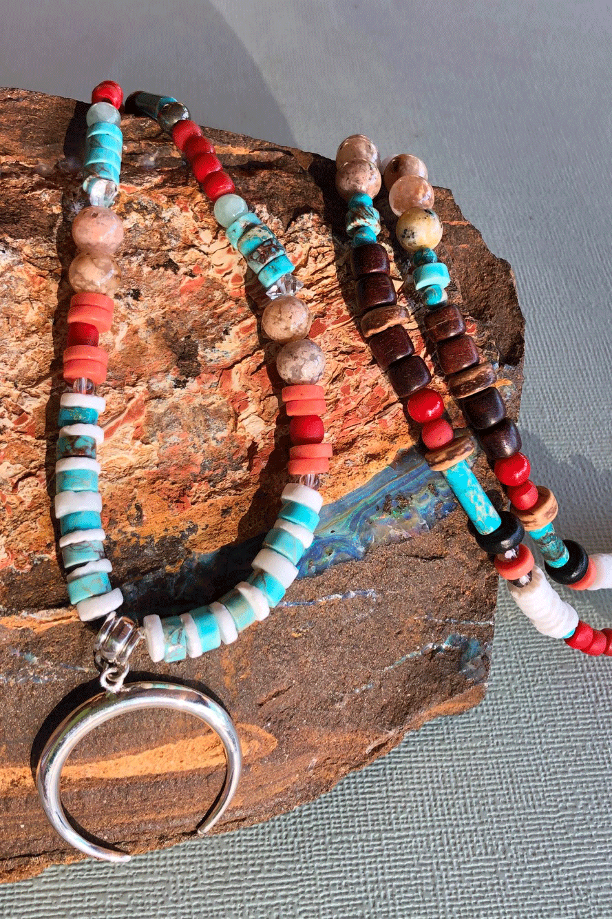 Necklace Cay Crescent Tucson with Natural Gemstones