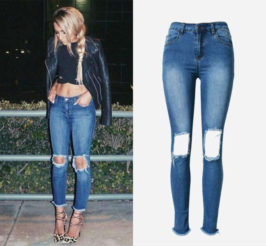 knee ripped jeans womens