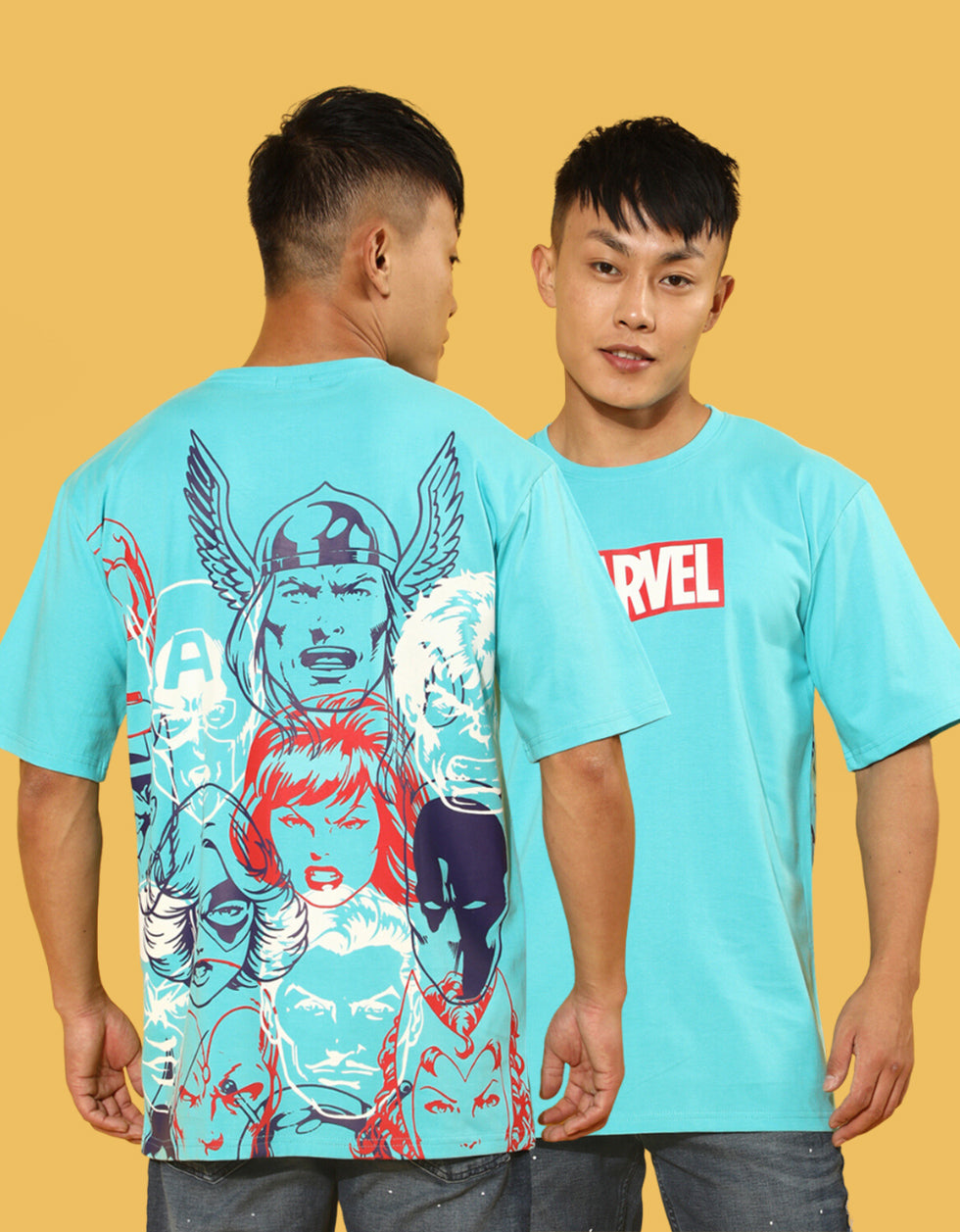 Marvel Blue Oversized Back Graphic Printed Tshirt