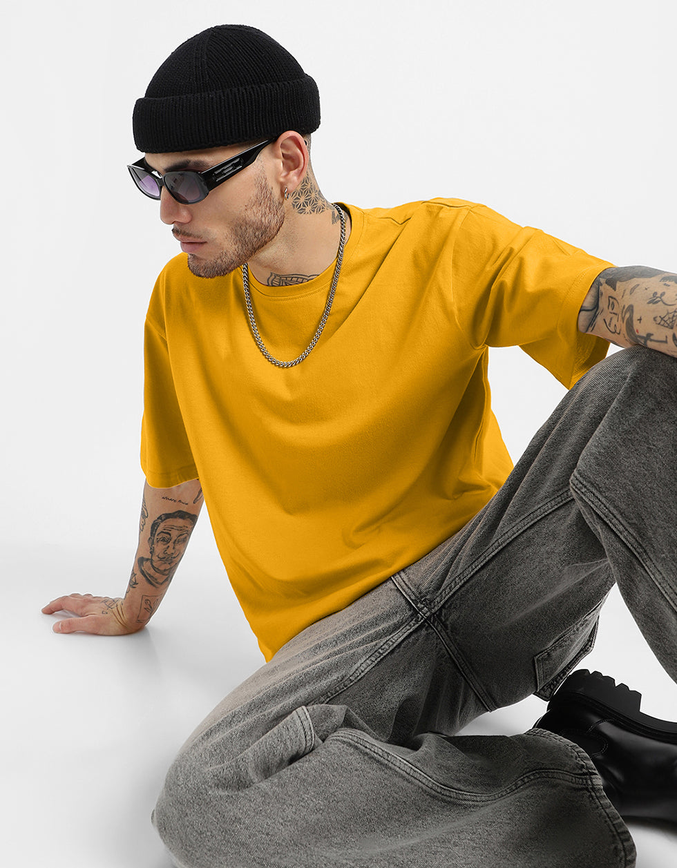 Mustard Solid Oversized Tshirt